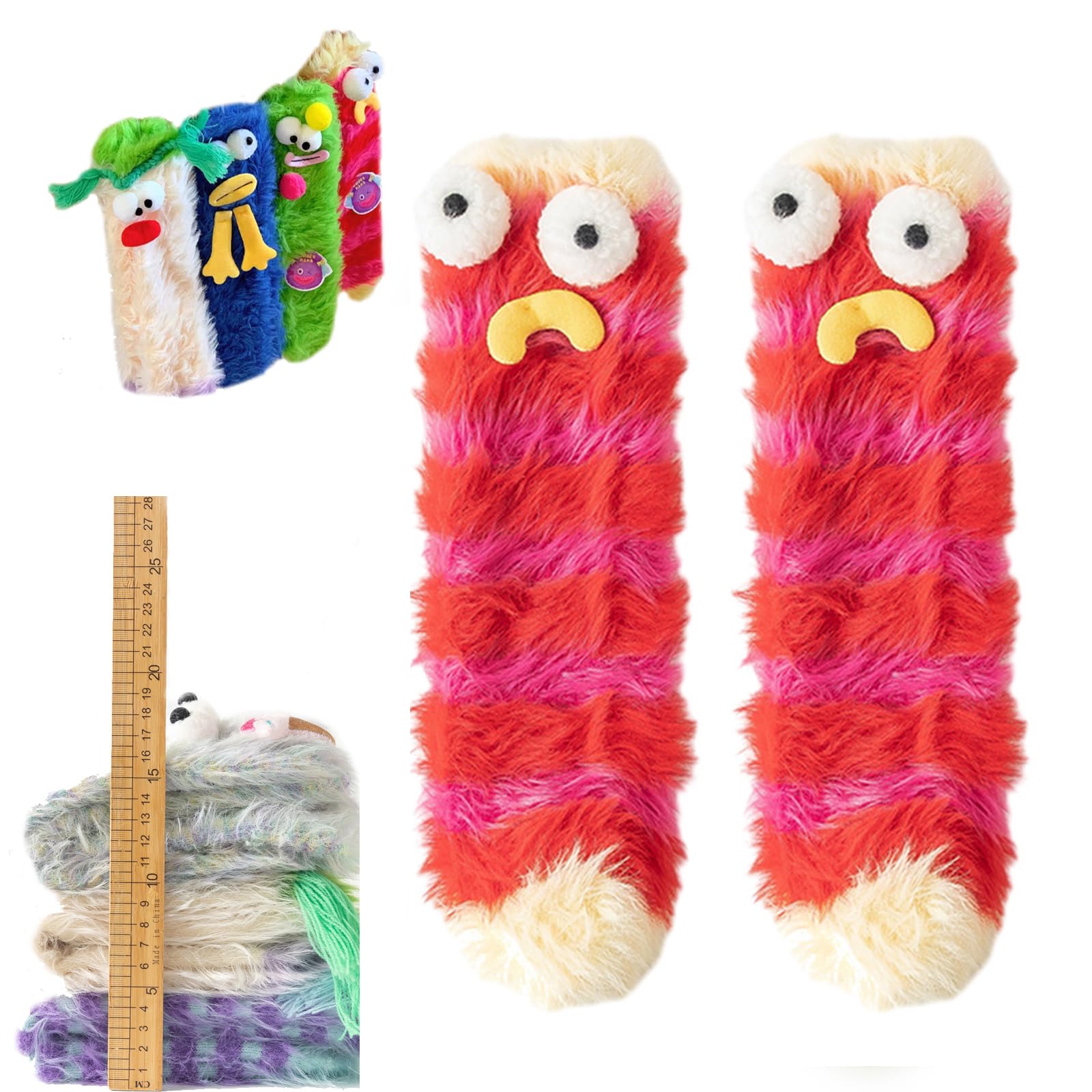 WanLann Coral Velvet Three-Dimensional Quirky Monster Socks