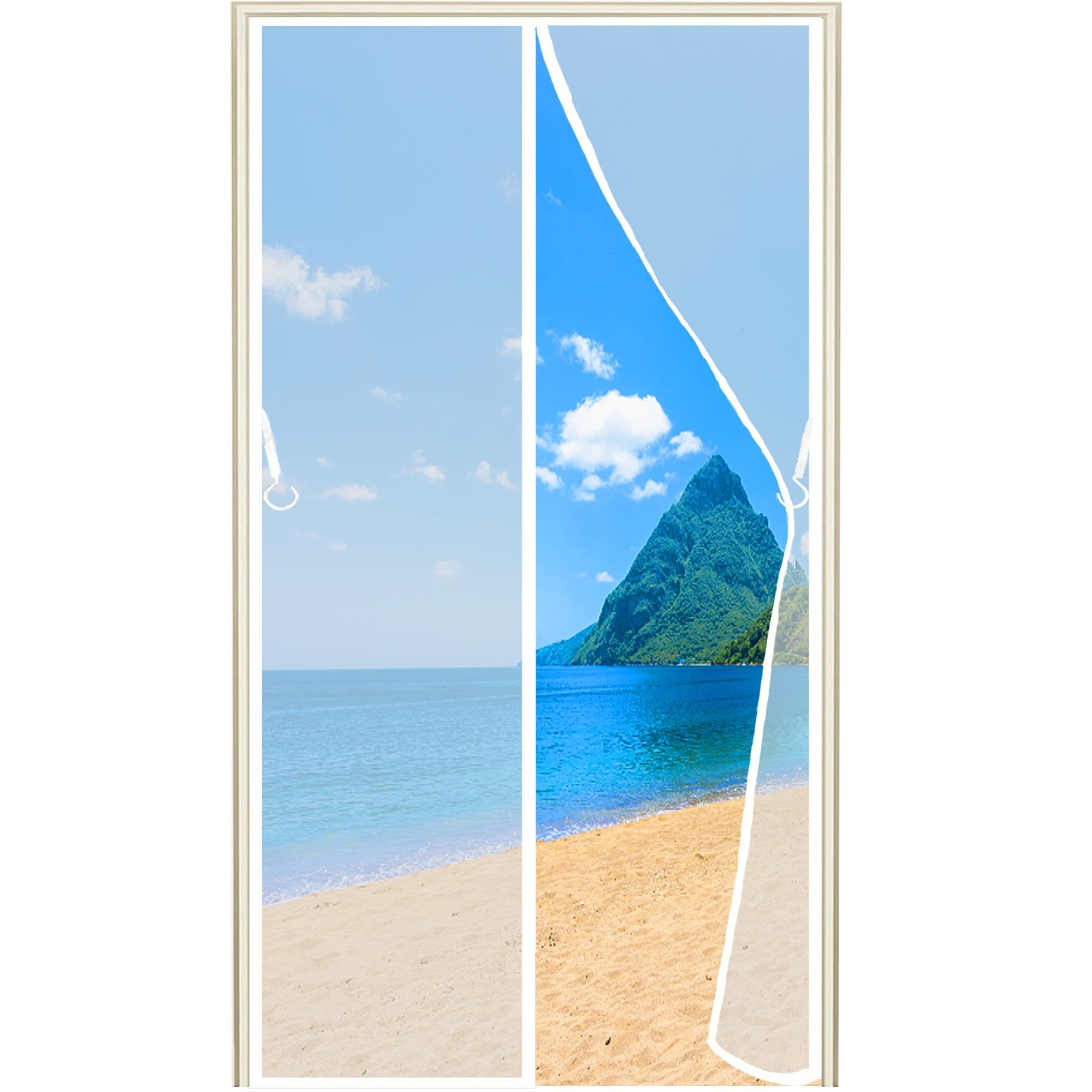Topzxl White Fly Screen Door, (663 Size) 160X210cm Side Opening Fly Curtains For Door Magnetic Anti Mosquito Mesh Net Easy To Install
