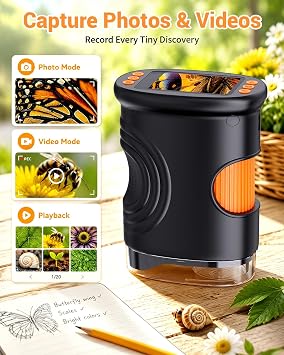 Kids Magnifying Glass 2-inch Digital Handheld Microscope for Kids