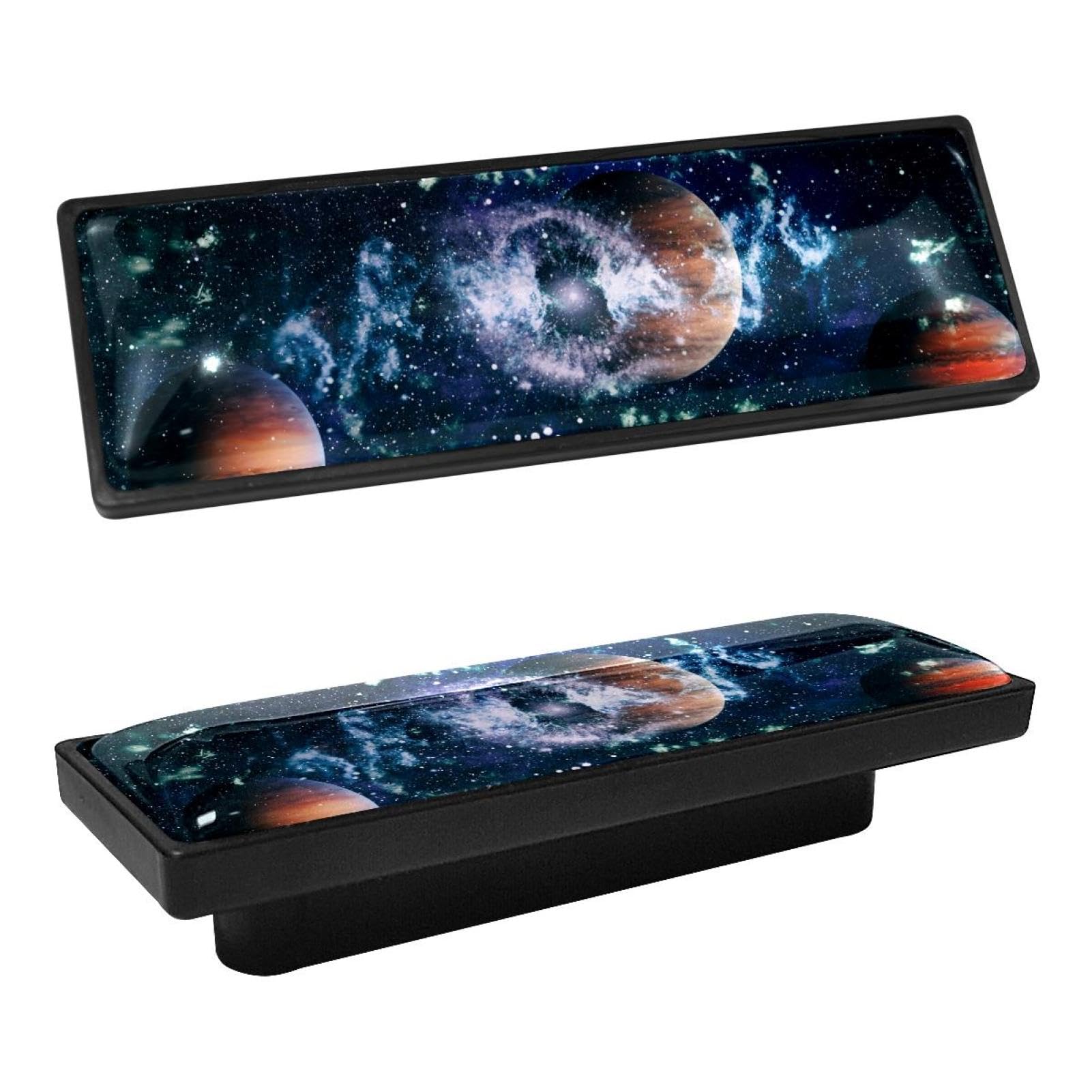 Lot de 4 poignées de tiroir noires avec vis pour armoire de cuisine