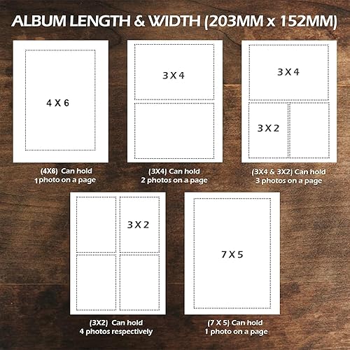 Miniatura 5 de VIMOKSHA Álbum de fotos de cuero genuino prémium (8.5 x 6.5 pulgadas, vertical, verde) álbum de fotos hecho a mano con caja de regalo