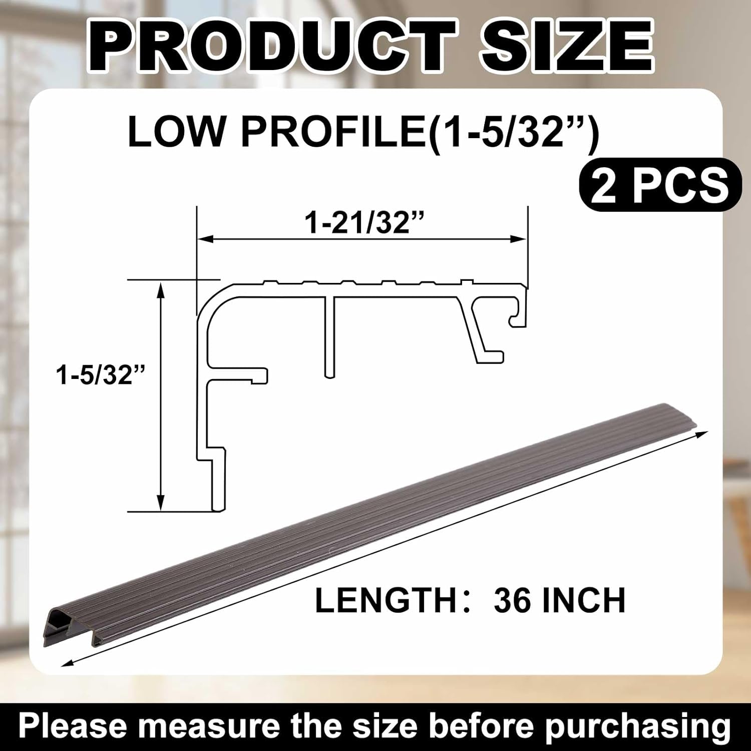 Pangda 2 Pcs 36 L Fixed Vinyl Sill Cap 1-5/32 Inches High Exterior Door Threshold Seal Replacement for Residential Door Trim-to-fit Fixed Vinyl Sill for Residential Entry Waterproof(Dark Brown)