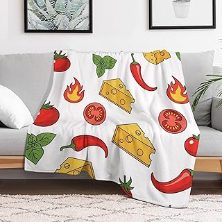 Tomato Cheese Basil Chili Flannel Fleece Throw Blanket Soft Blanket for Bed,Couch,Cozy,Warm,50x60 Inches