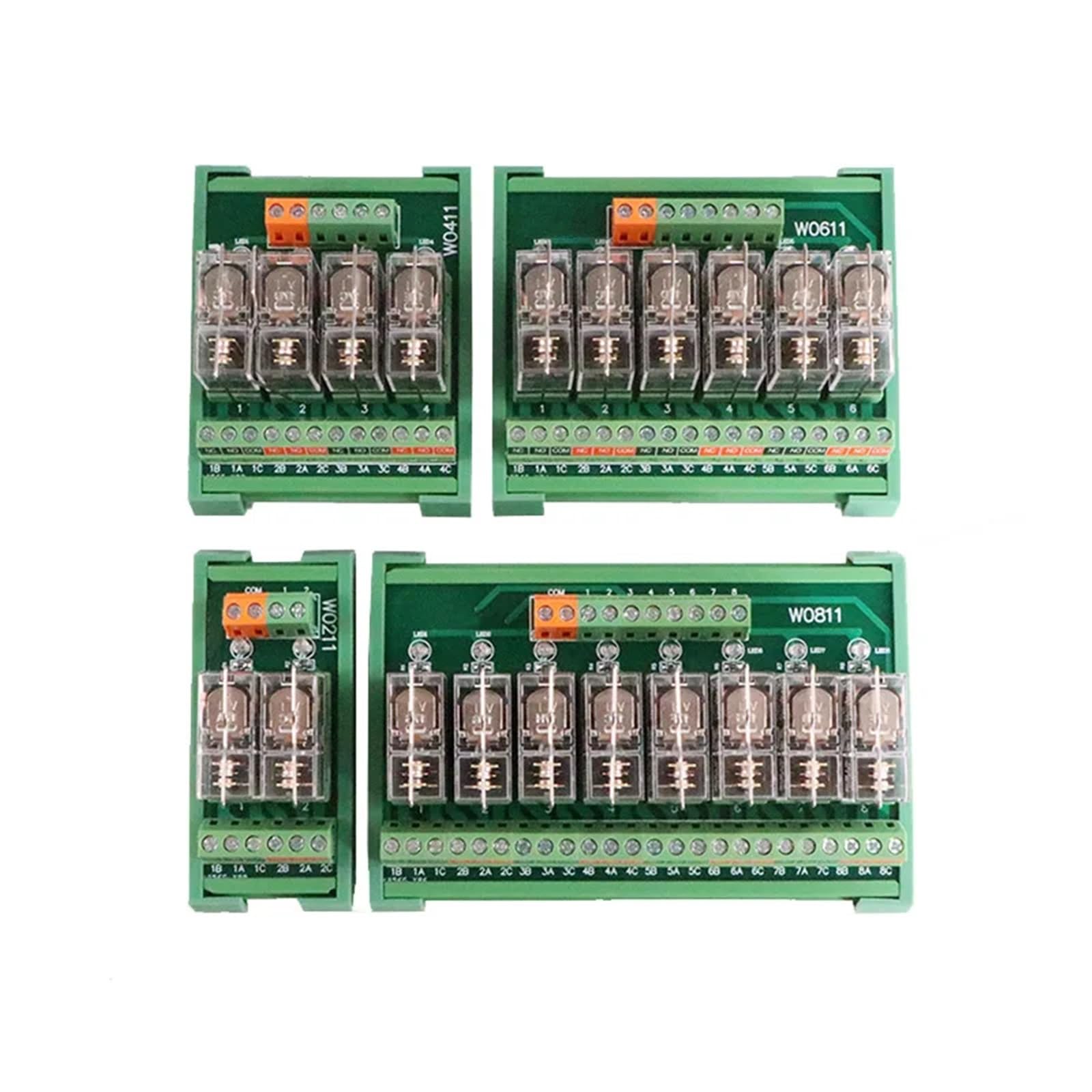 2/4 canales 1NO+ 1NC Módulo de relé de interfaz de montaje en carril DIN PLC DC 12V 24V PNP/NPN Compatible 1 Uds(1NO1NC 12V 4Channels)