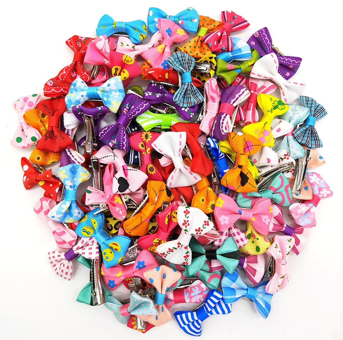 Lot de 20 Pinces à Cheveux pour Petit Chien et Chat avec Nœud Floral - Barrettes et Accessoires de Toilettage pour Animaux de Compagnie