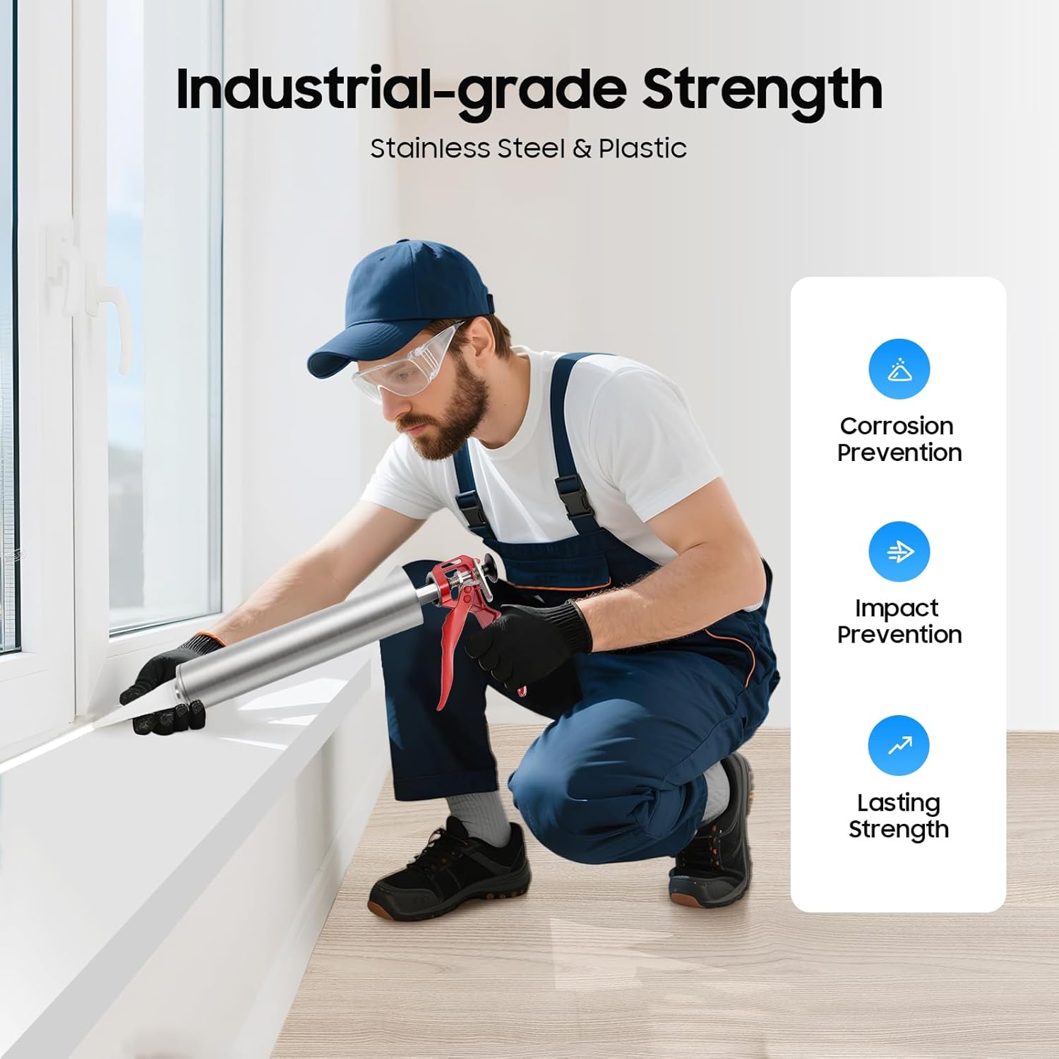 Mortar Pointing Grouting Gun, Mortar Sprayer Applicator Stainless Steel Cement Caulking Gun Cement Caulking Pump with 3 Nozzle