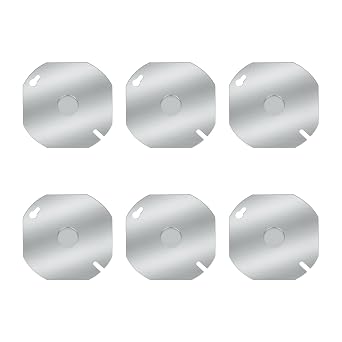 Octagon Electrical Box Cover, 4 Inch Metal Junction Box Covers with 1/2 Inch Knockout, Galvanized, Flat, Blank Electric Box Cover for 4 Inch Octagonal and Round Box6pcs