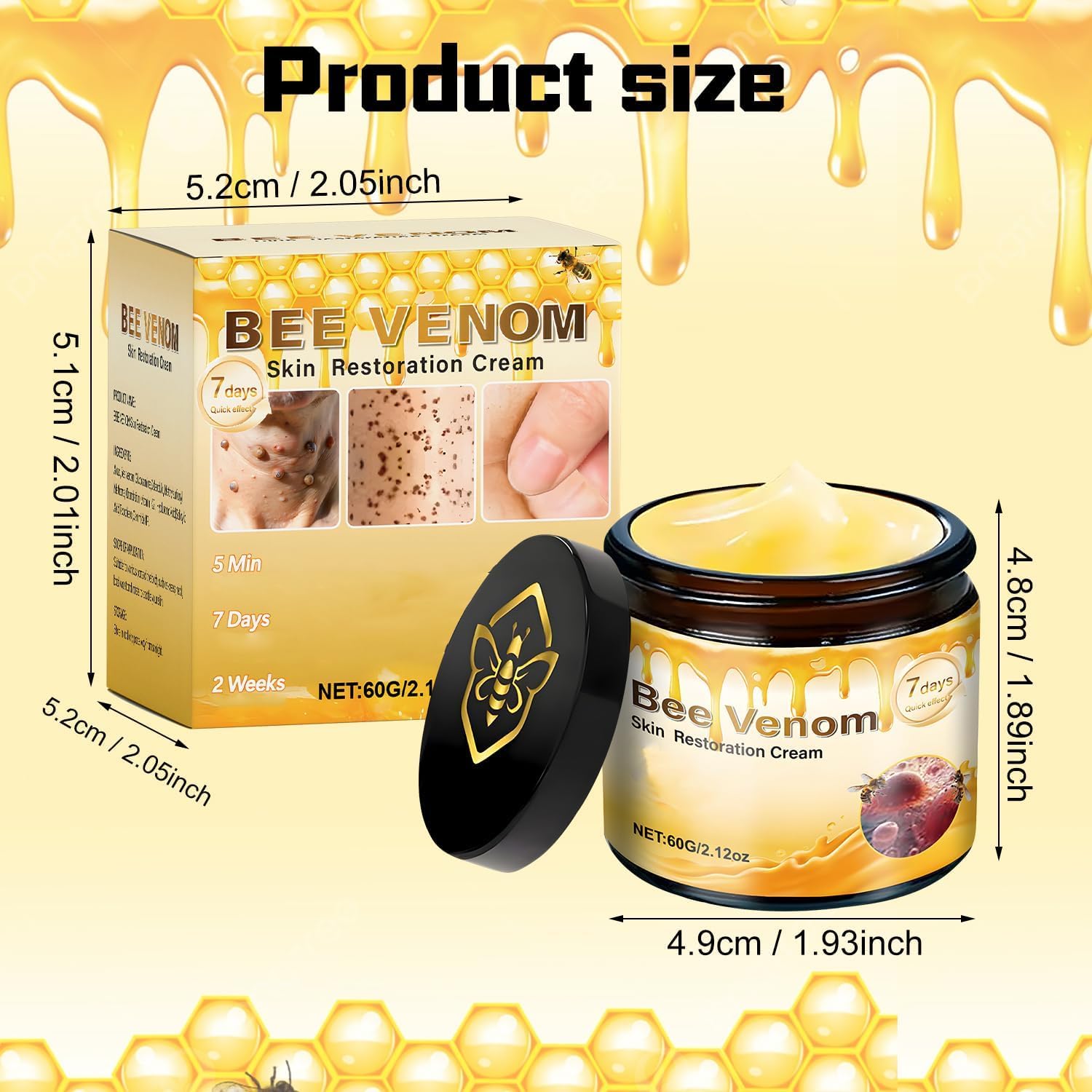 Bee Venom Skin Restoration Cream - Bee Venom Skin Treatment Effectively Wrinkle Reducing Blemishes Bee Venom Comprehensive Moisturizer Repair All In One Cream for All Skin Types(2PCS) - Image 7