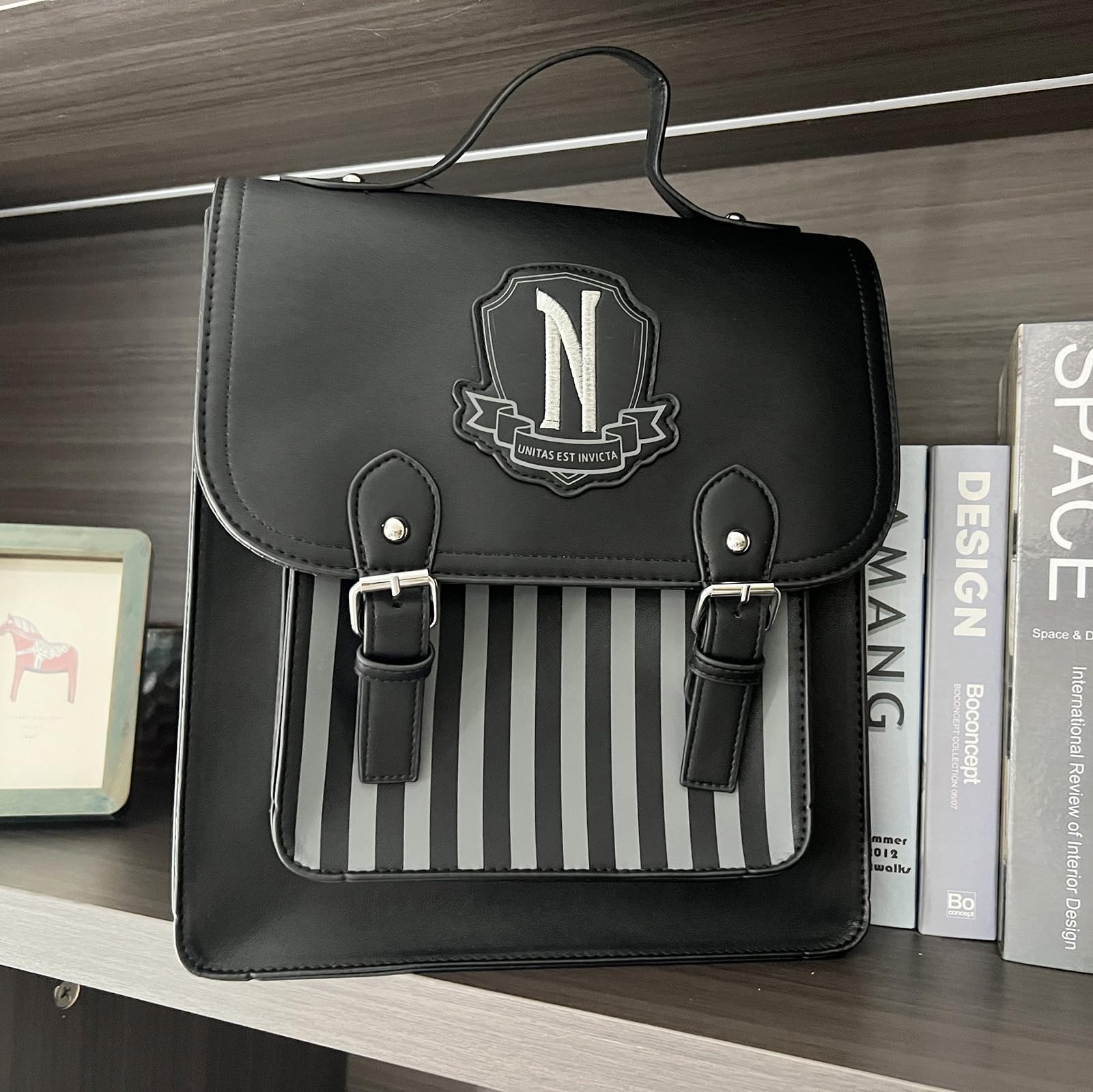 HEYIYI Gothic Backpack Black Faux Leather