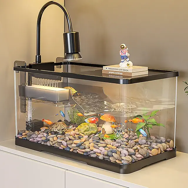 Terrario per Tartarughe d'Acqua XL con Filtro, Piattaforma e Sistema Doccia