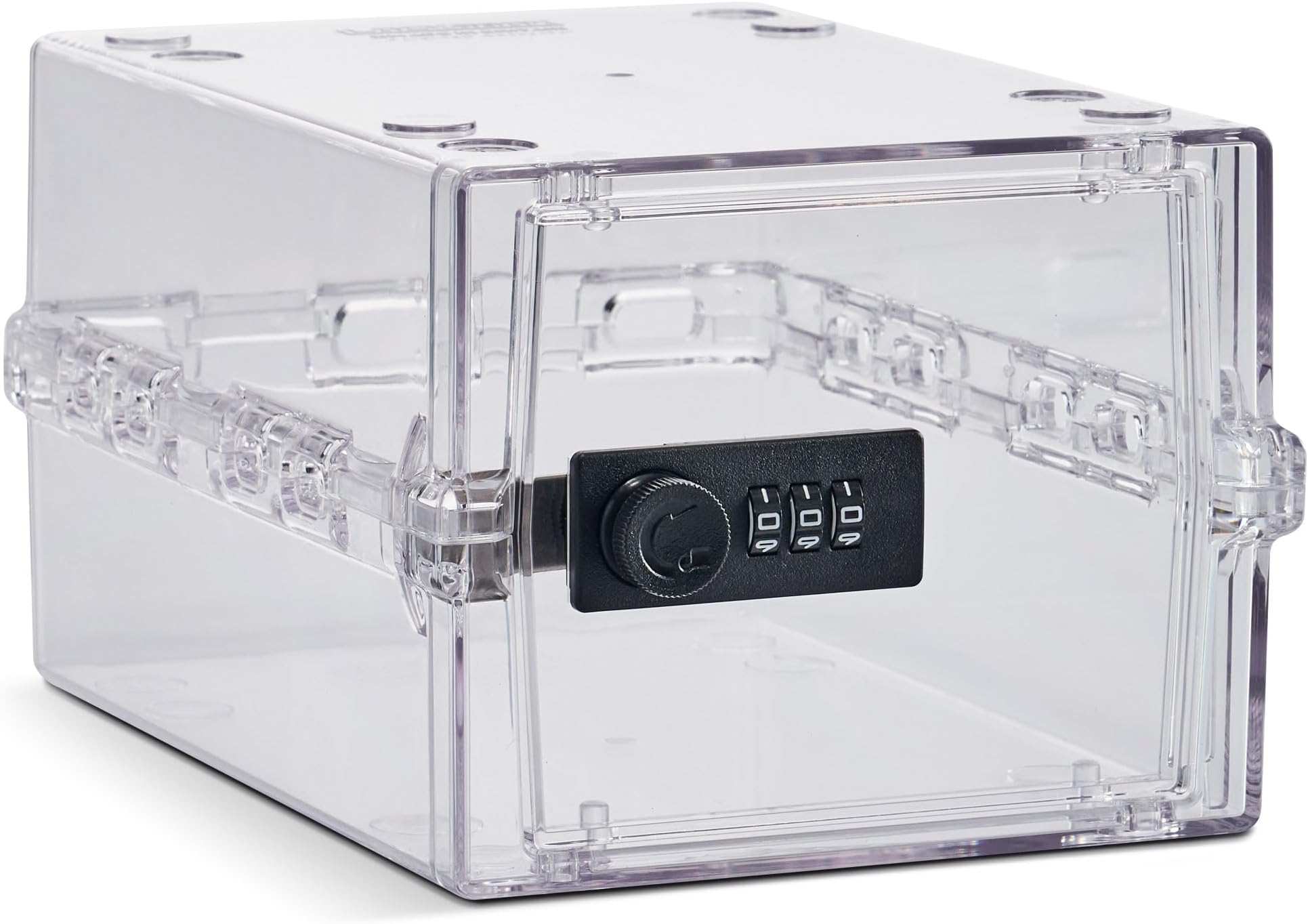 Lockabox Mini™ | Small Lockable Box with Combination Lock (3L) | Compact Storage Lock Box for Small Medicines, Snacks & Mobile Phones | External Size 22.3 x 15.4 x 12 cm (Crystal, Mini)