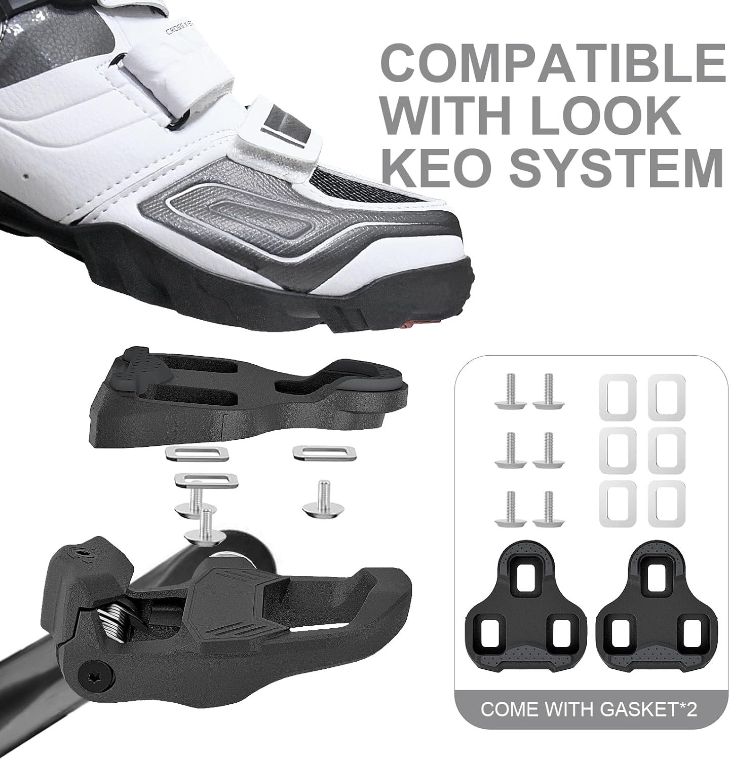 FOOKER Road Bike Pedals,Lightweight Clipless Pedals Compatible with Look KEO System - Image 4