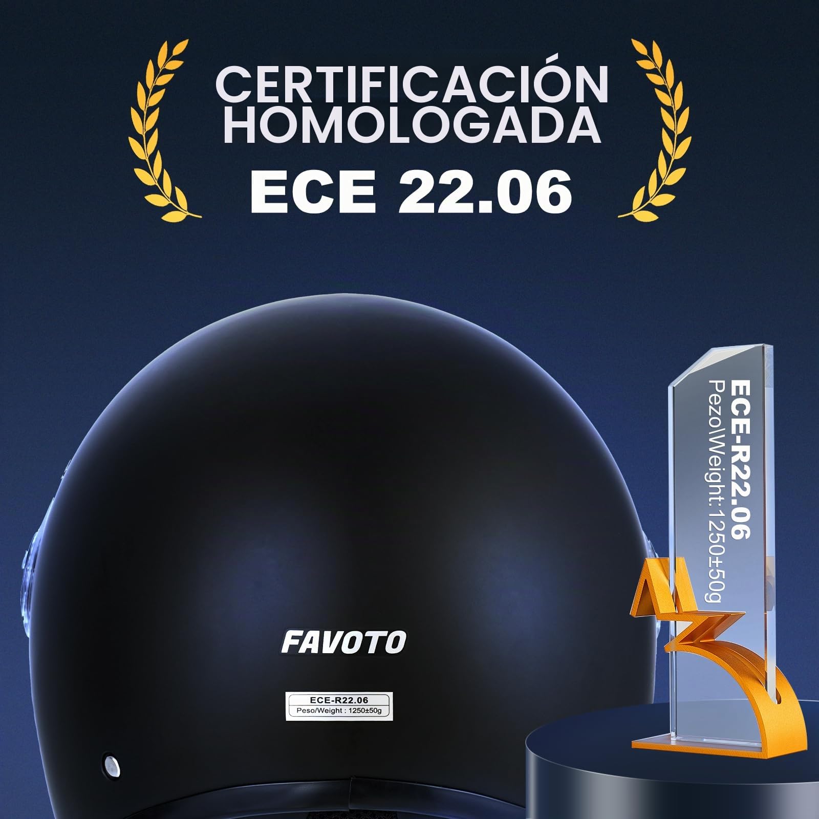 Favoto Casco de Moto Jet para Hombre - con Doble Visor y Visera Solar Casco 3/4 para Scooter Aprobado por ECE 22.06 Transpirable para Hombre y Mujer Talla