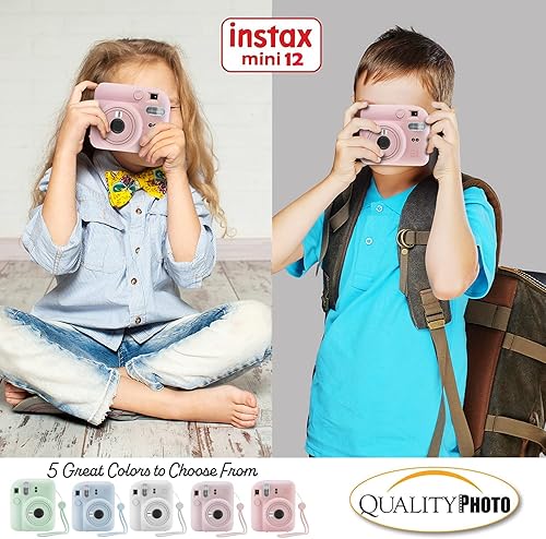 Miniatura 7 de Fujifilm Cámara instantánea Instax Mini 12 + 60 impresiones fotográficas + paquete de calidad fotográfica, funda, calcomanías decorativas, marcos,