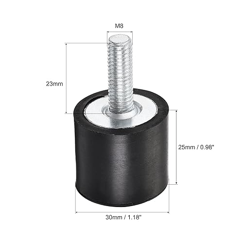 Miniatura 7 de uxcell Soportes de goma M8, 4 unidades de rosca macho aislador de vibraciones amortiguador, para motor de garaje, compresor de aire, bobinas de