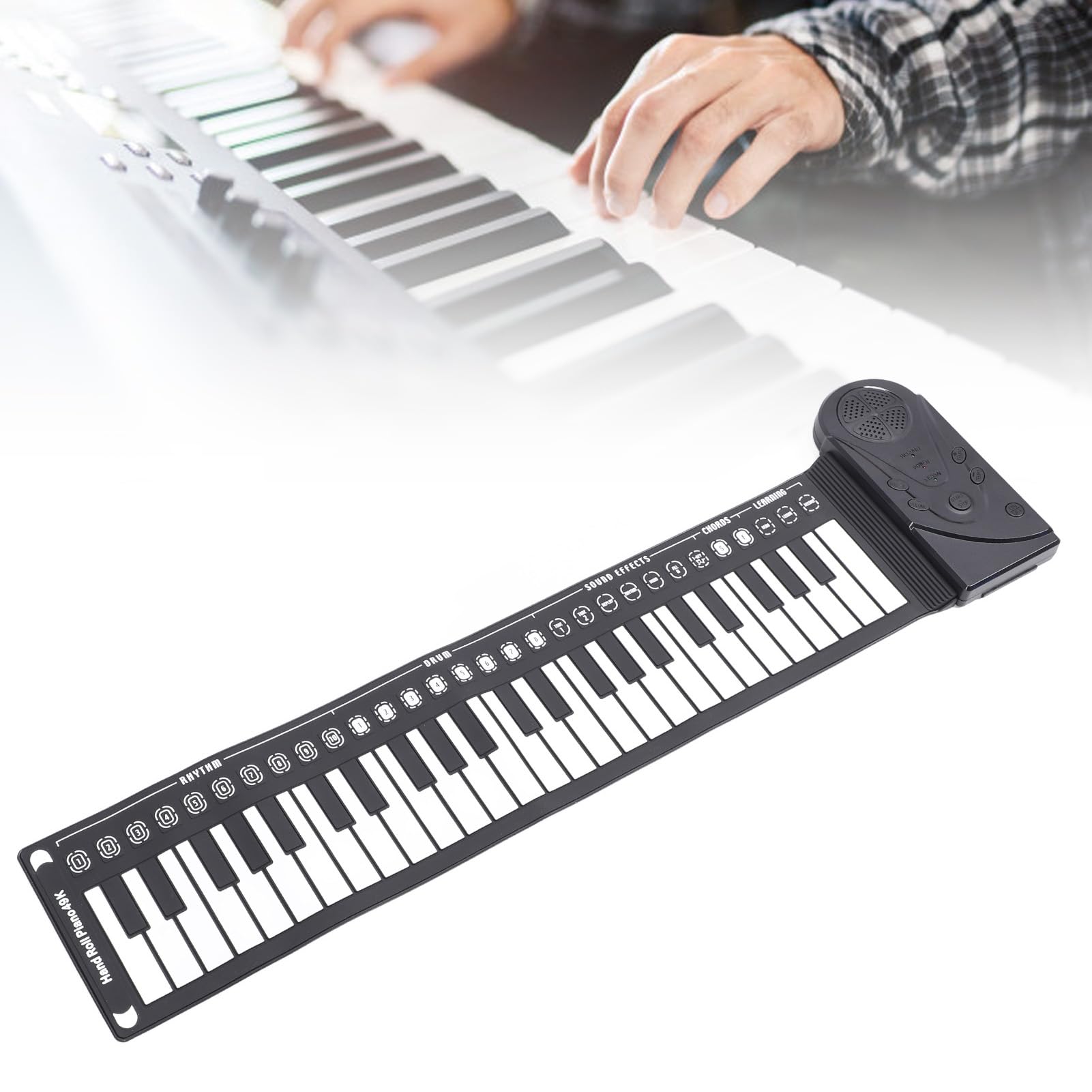 Pianoforte a tastiera avvolgibile, 49 tasti Tastiera flessibile in silicone per pianoforte con registrazione, portatile elettronico mano rotolo pianoforte con altoparlante