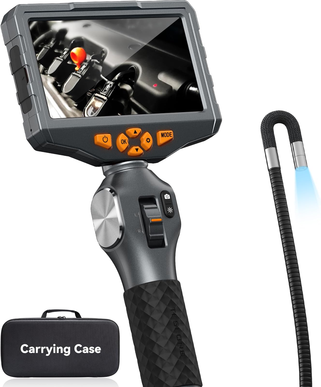 TwoWay Articulating Borescope with Light, Teslong 5inch IPS Endoscope Inspection Camera with