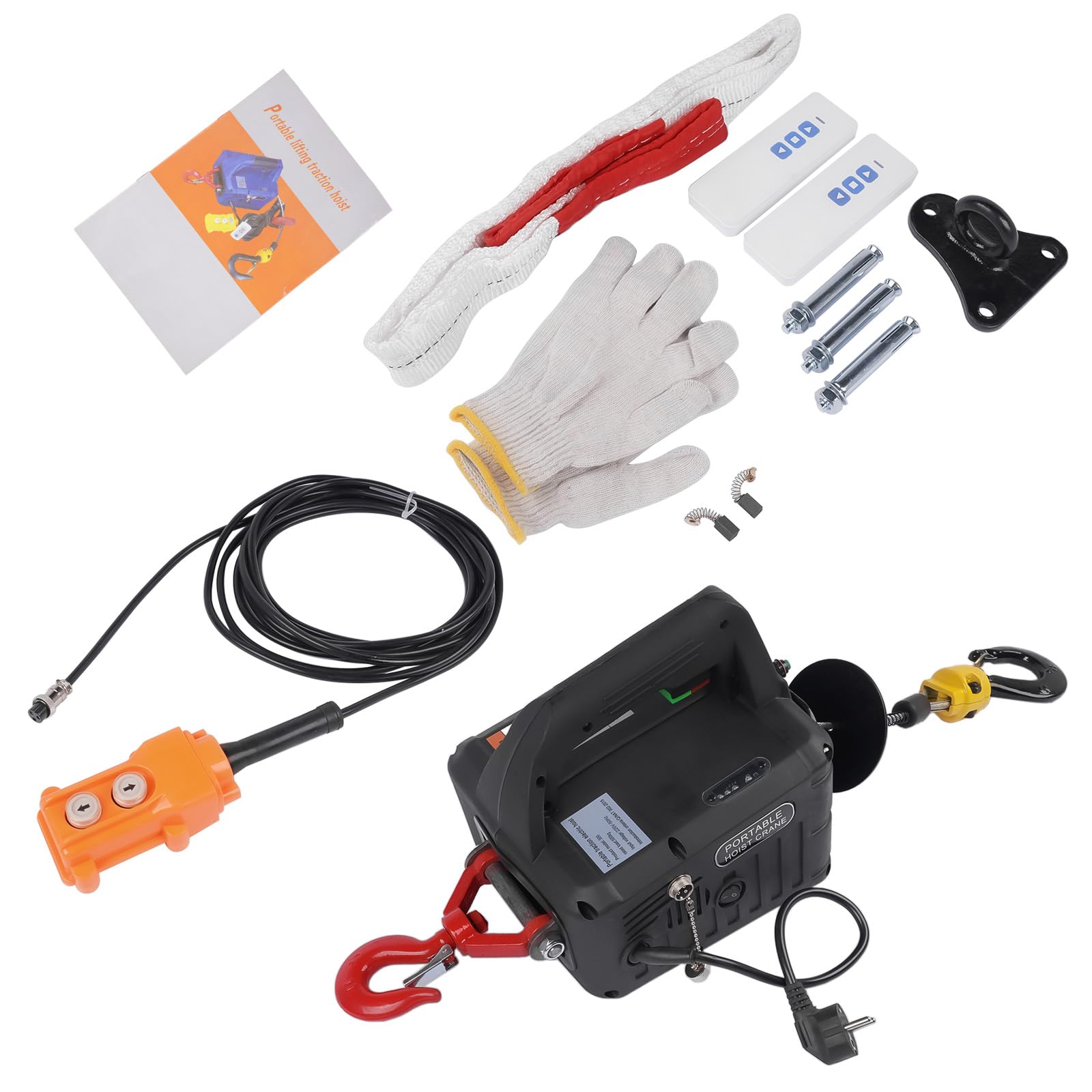 3 in 1 Elektrische Seilwinde 498.95 kg, 1500W Tragbarer Elektrischer Seilzug mit Kabelloser Fernbedienung und Überlastungsschutz, 7 m Hubhöhe, ≥4 m/min Hubgeschwindigkeit