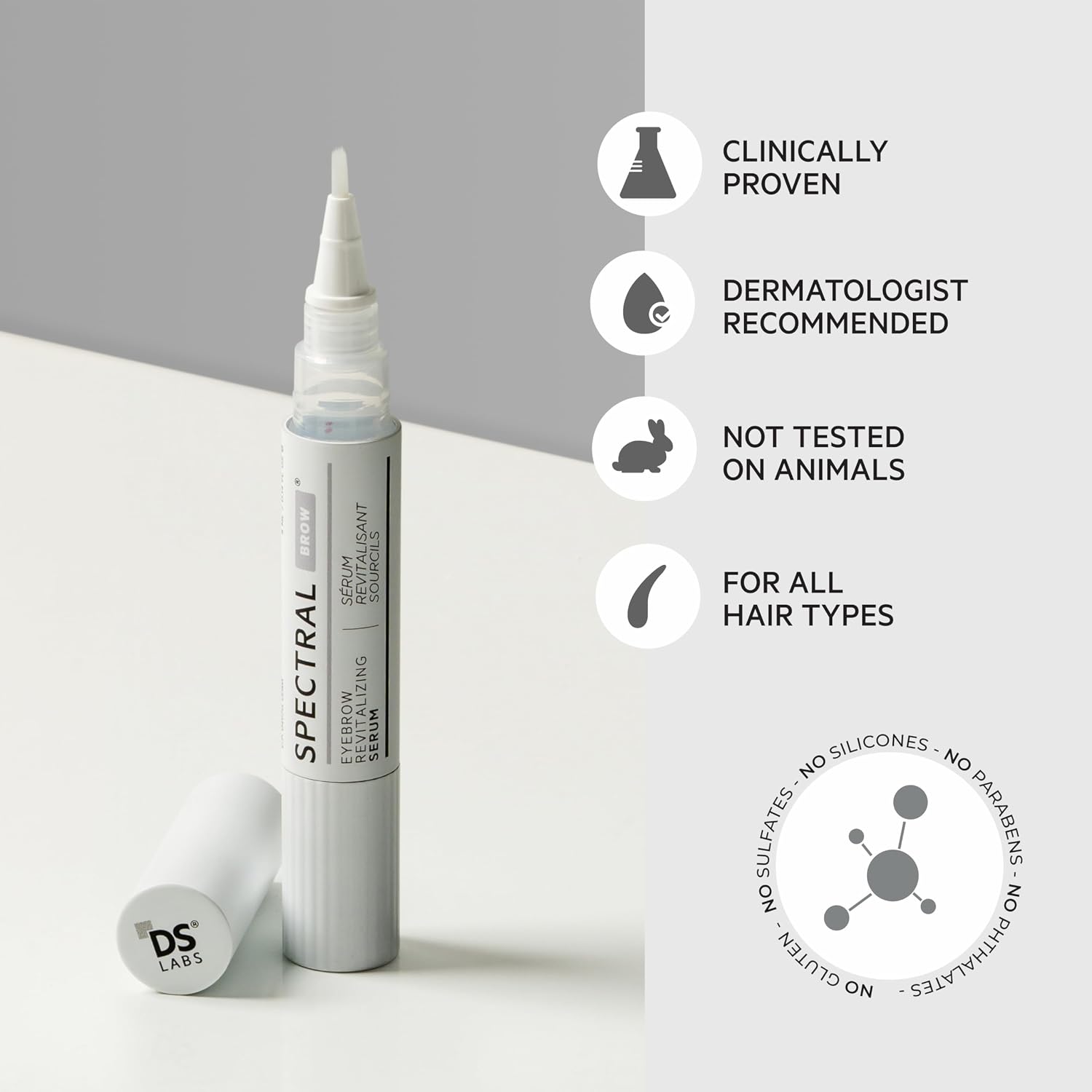 DS Labs Spectral.BROW Eyebrow Conditioning Serum - Supports Fuller, Thicker, Looking Brows, with Nanoxidil, Retinol & Hyaluronic Acid, Paraben Free, Sulfate Free, Cruelty Free
