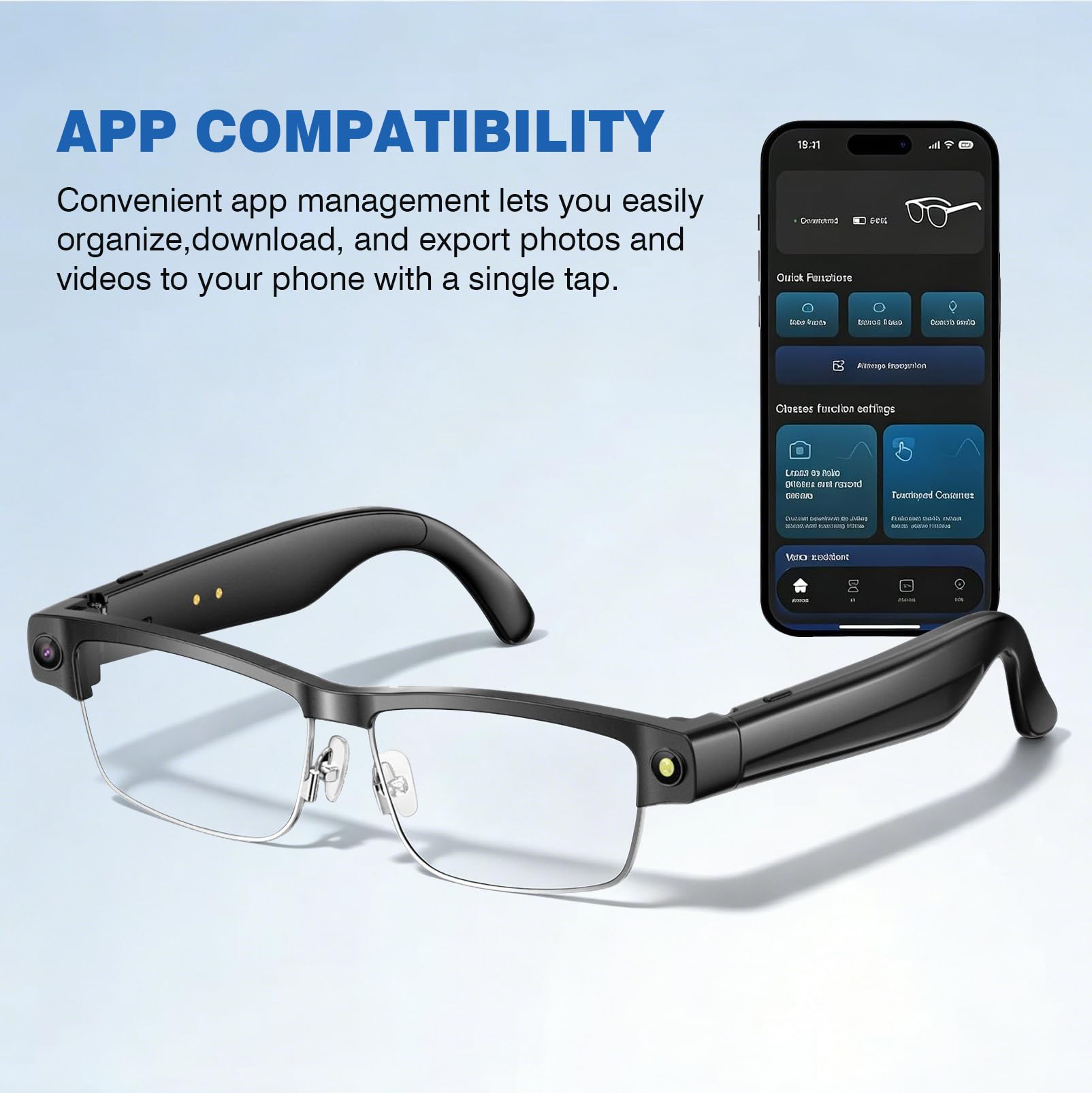 AI Smart Glasses 4K HD-Kamera, 800 W Anti AI Smart Camera Brille, Kamera-Brille mit Videoaufzeichnung, Simultanübersetzung, A-I Objektidentifizierung, ChatGPT Integration, Photochromic Lenses