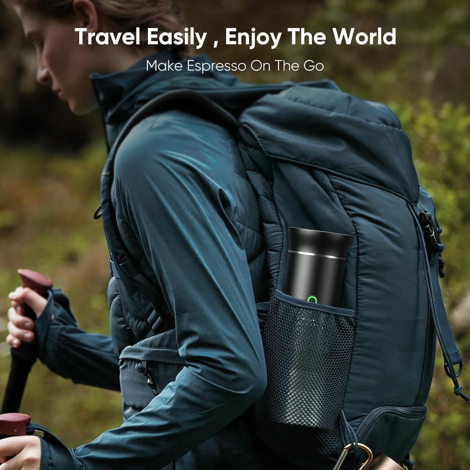 Macchina da Caffè Espresso Elettrica Portatile, Macchina Caffe Portatile 3 In 1 Macchina Caffe, 5 Minuti Auto-Riscaldamento, con USB-C, Compatibile con Piccole Capsule, Grandi Capsule, Caffe Macinato