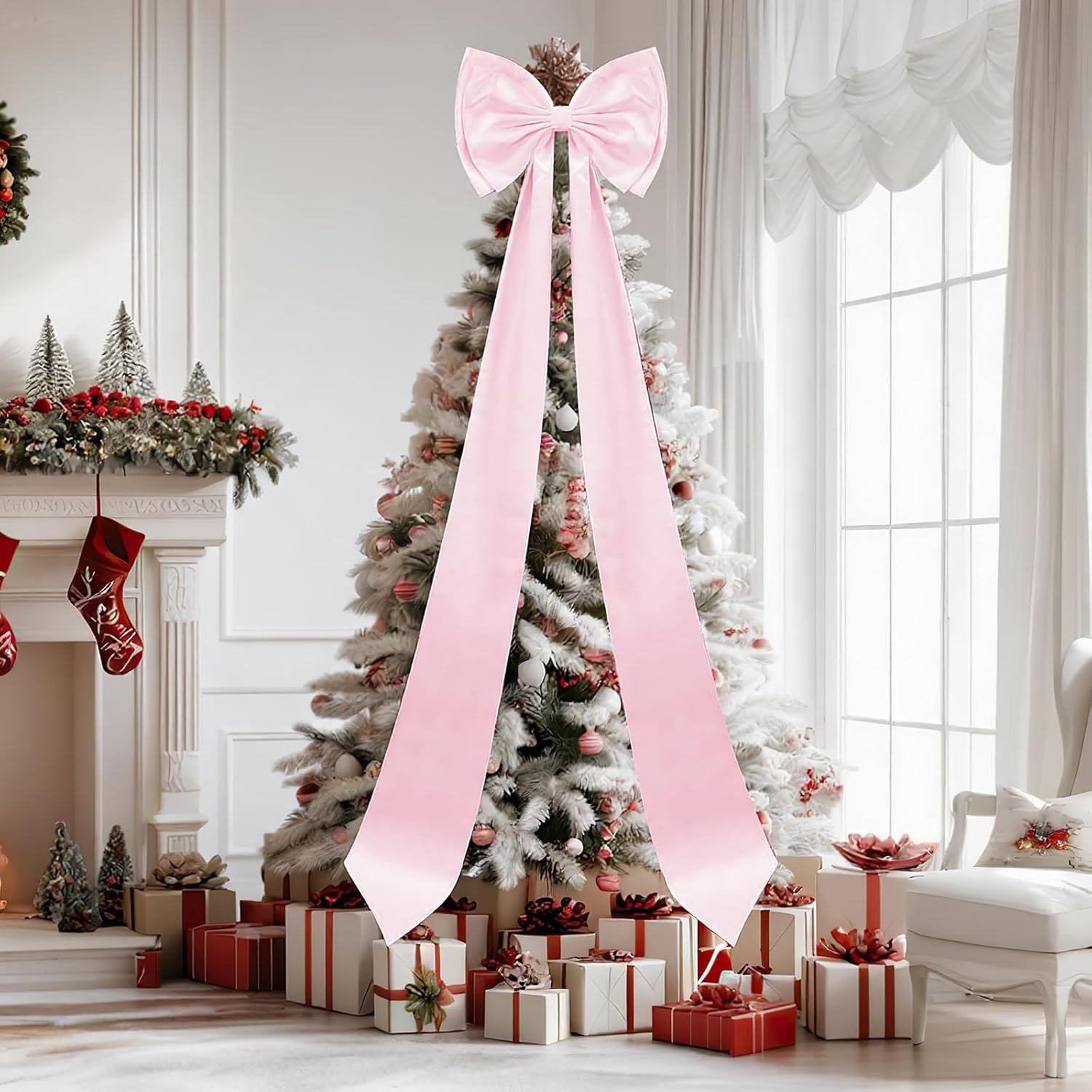 Giant Bows Decor 75x18 Inches Large Big Bow Party Decorations for Backdrop Birthday Wedding Bride Party Backdrop, Satin Ribbon Tie for Room Wall Hanging Decor (Pink) - Image 7