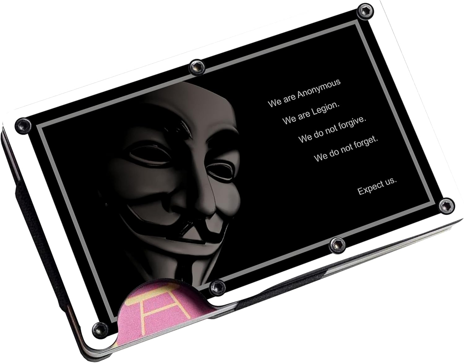 Apedes Brotherhood of Steel Red New California Money Clip Wallet Credit Card - Aluminum/Stainless Steel Card Holder, The New California Republic, Protects Advanced Technology, 3.74" x 2.56" x .31"