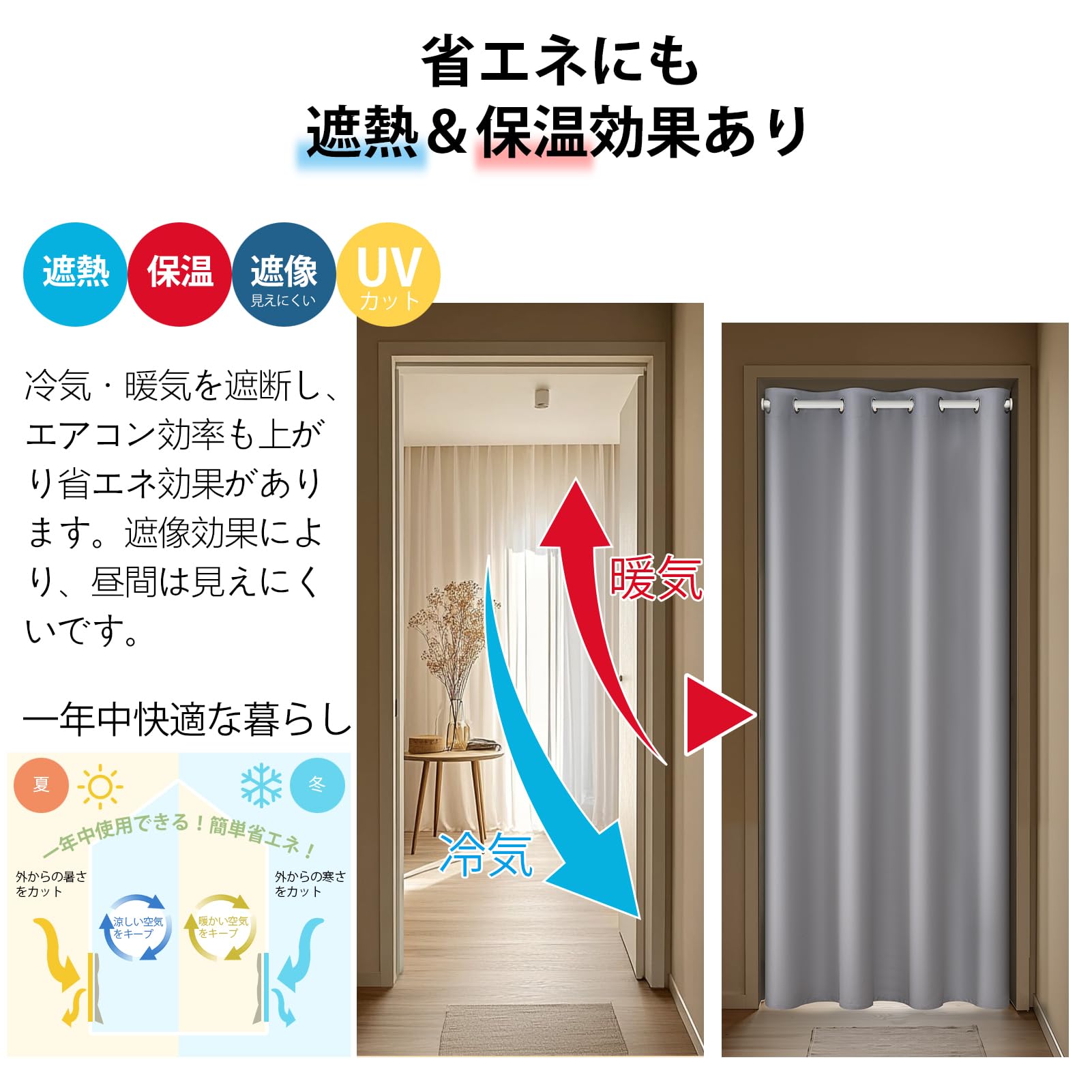 Amazon｜Topfinel カーテン 遮光 間仕切りカーテン 断熱 幅107cm 丈