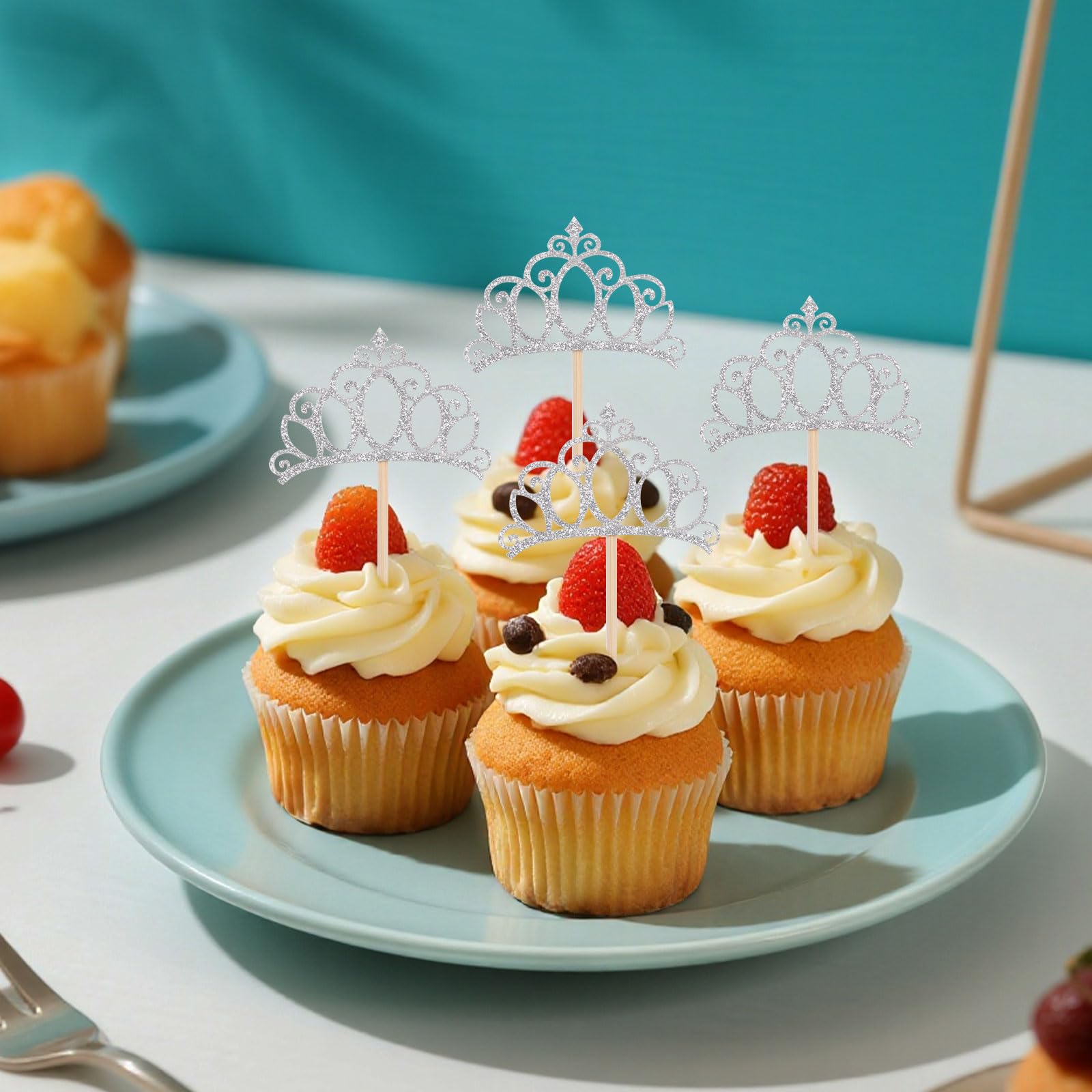 48 Stück Cupcake-Topper Mit Krone – Glitzerndes Prinzessinnen-Deko Für Geburtstag, Baby-Party Oder Hochzeit