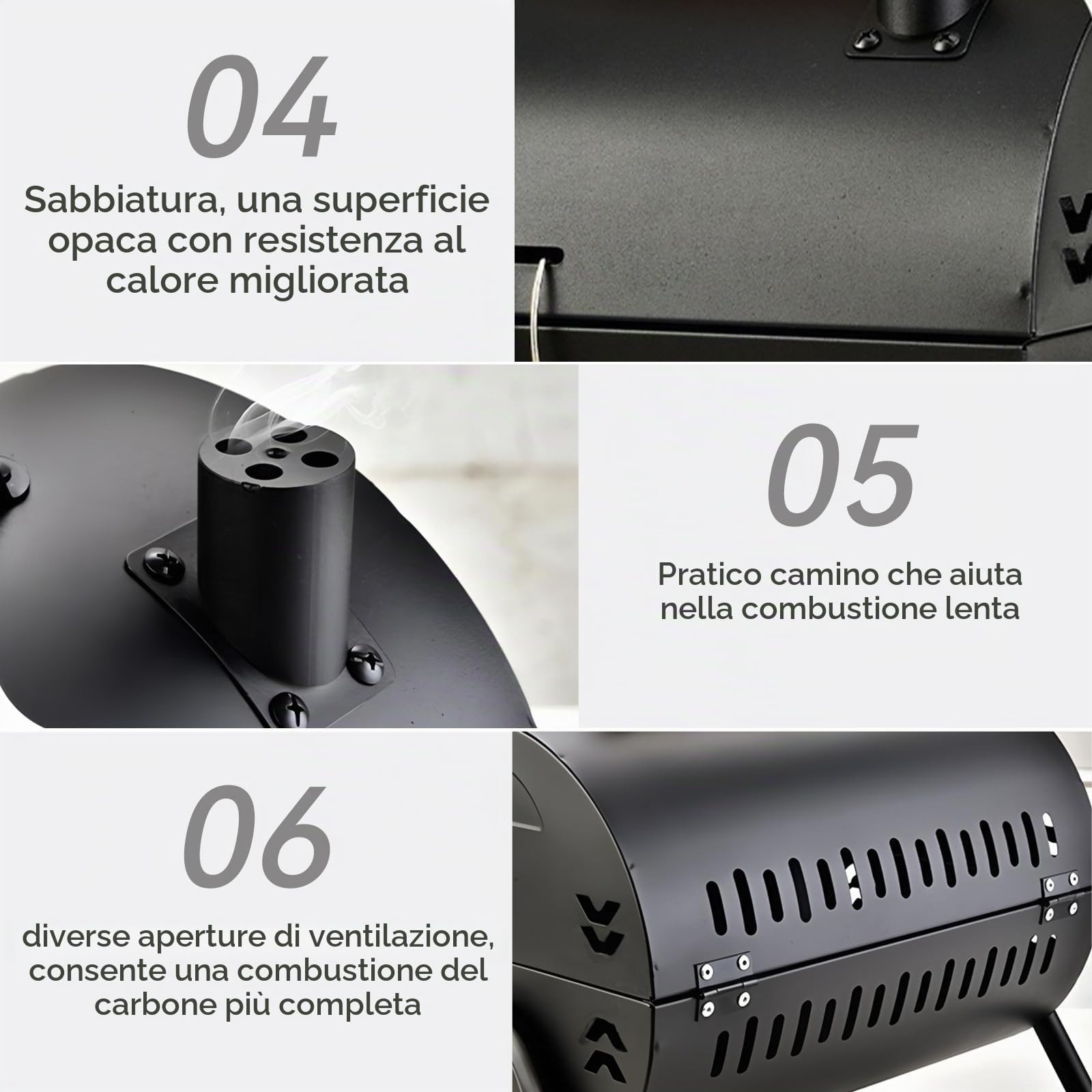 Barbecue portatile a carbonella, pieghevole, da campeggio, da giardino, per esterni, campeggio, escursioni, picnic, colore nero