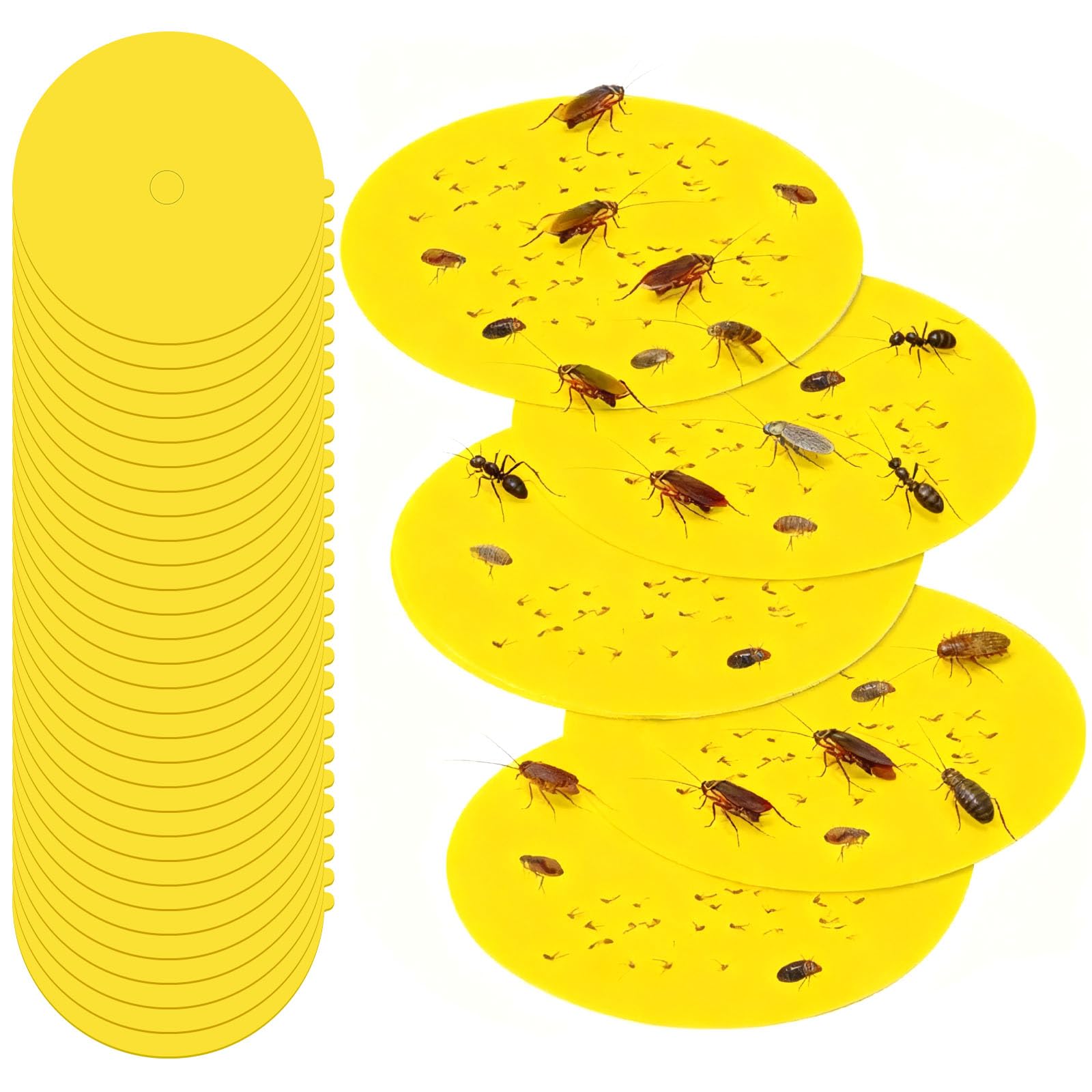 vsshe Flea Killer Sticky Discs 30Pcs, 12cm Diameter Round Circular Fleas Traps Pad, Non toxic Flea Traps Replacement Pads, Sticker Mosquito Discs, for Fleas Trap Light Bed Bug Moths and Pest Control
