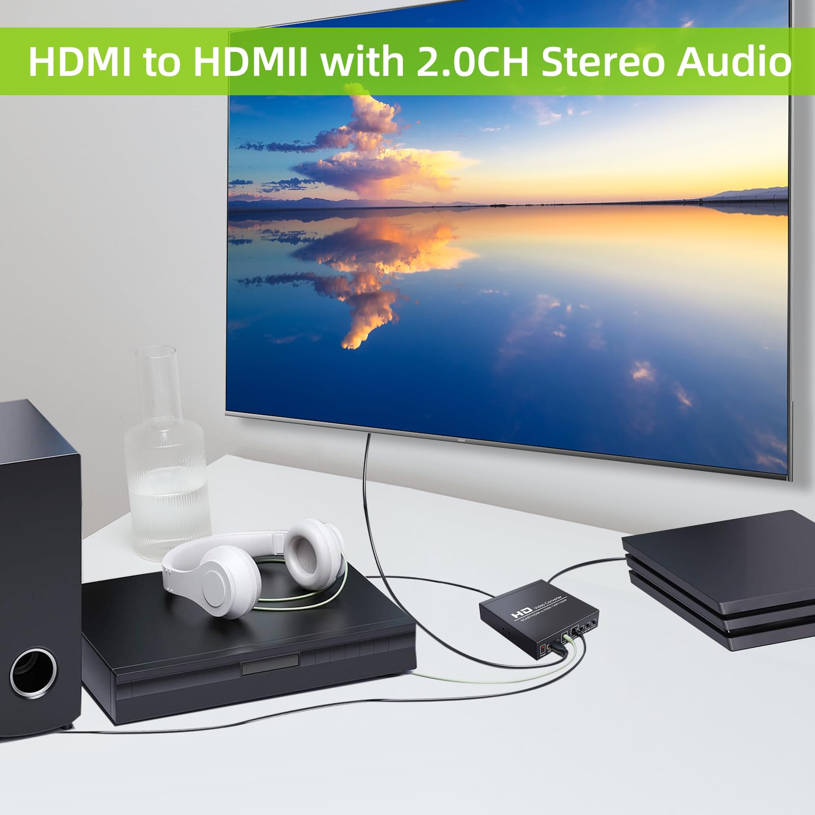 GRACETOP Conversor euroconector a HDMI para caja de audio de video convertidor euroconector 1080P, convertidor de video HD con escalador de video PAL/NTSC, 1080P/720P, salida de audio coaxial de 3.5