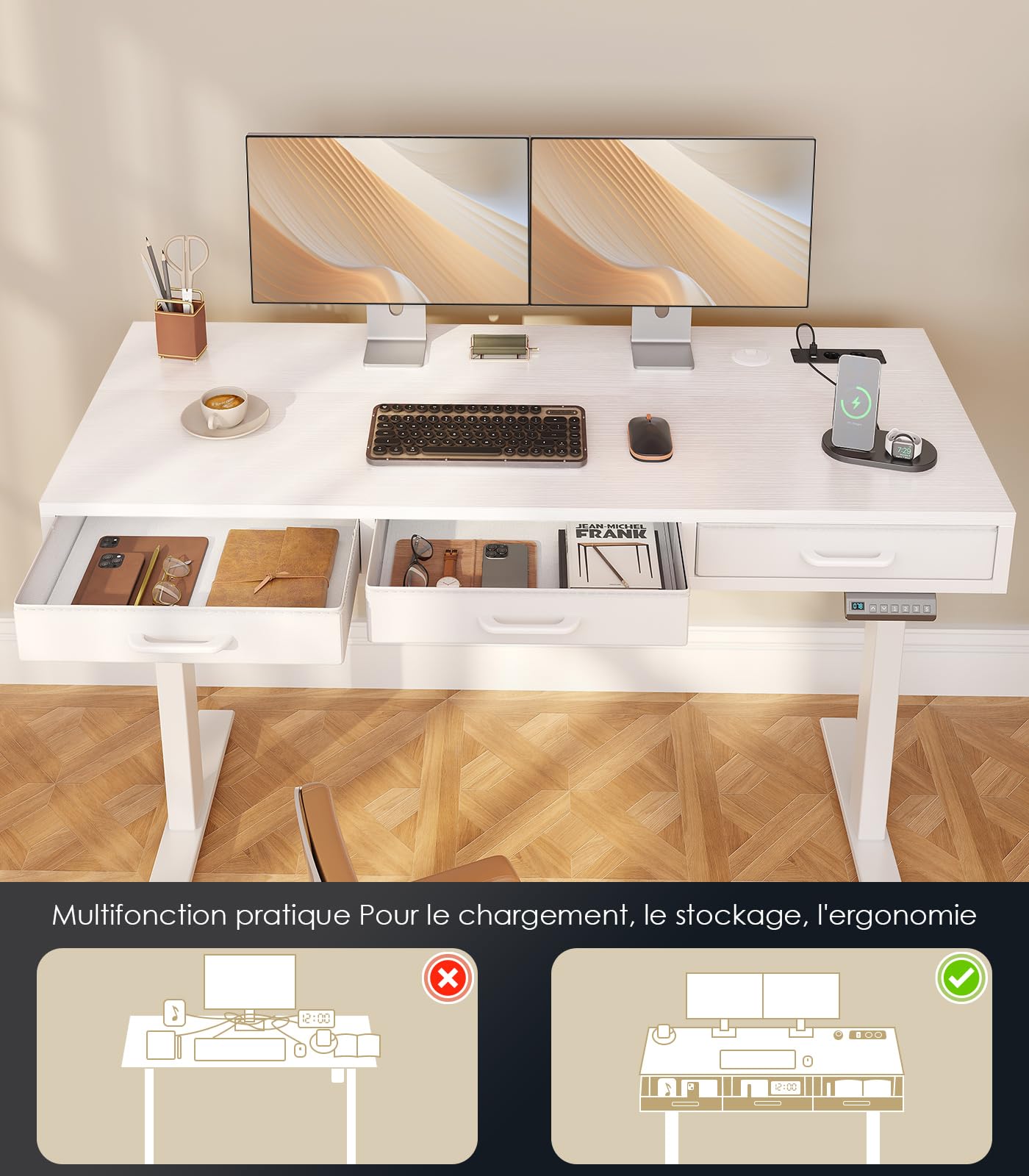 Devoko Elektrisch In Hoogte Verstelbaar Bureau, 180 x 80 cm, Staand Bureau met Geheugen, Computer Bureau, Zit-sta Bureau, voor Werk, Studie, Zwart