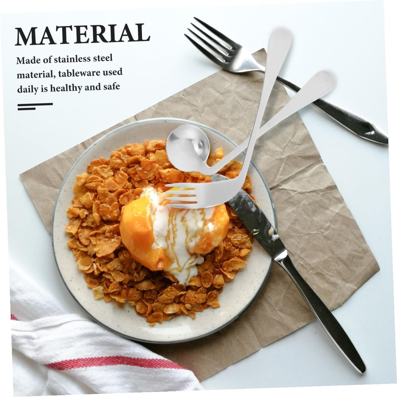 Curved Angled Spoon and Fork Set for Elderly 2-Piece Adaptive Feeding Utensils Non-Slip Handles for Patients Self-Feeding Lightweight and Easy to Grip