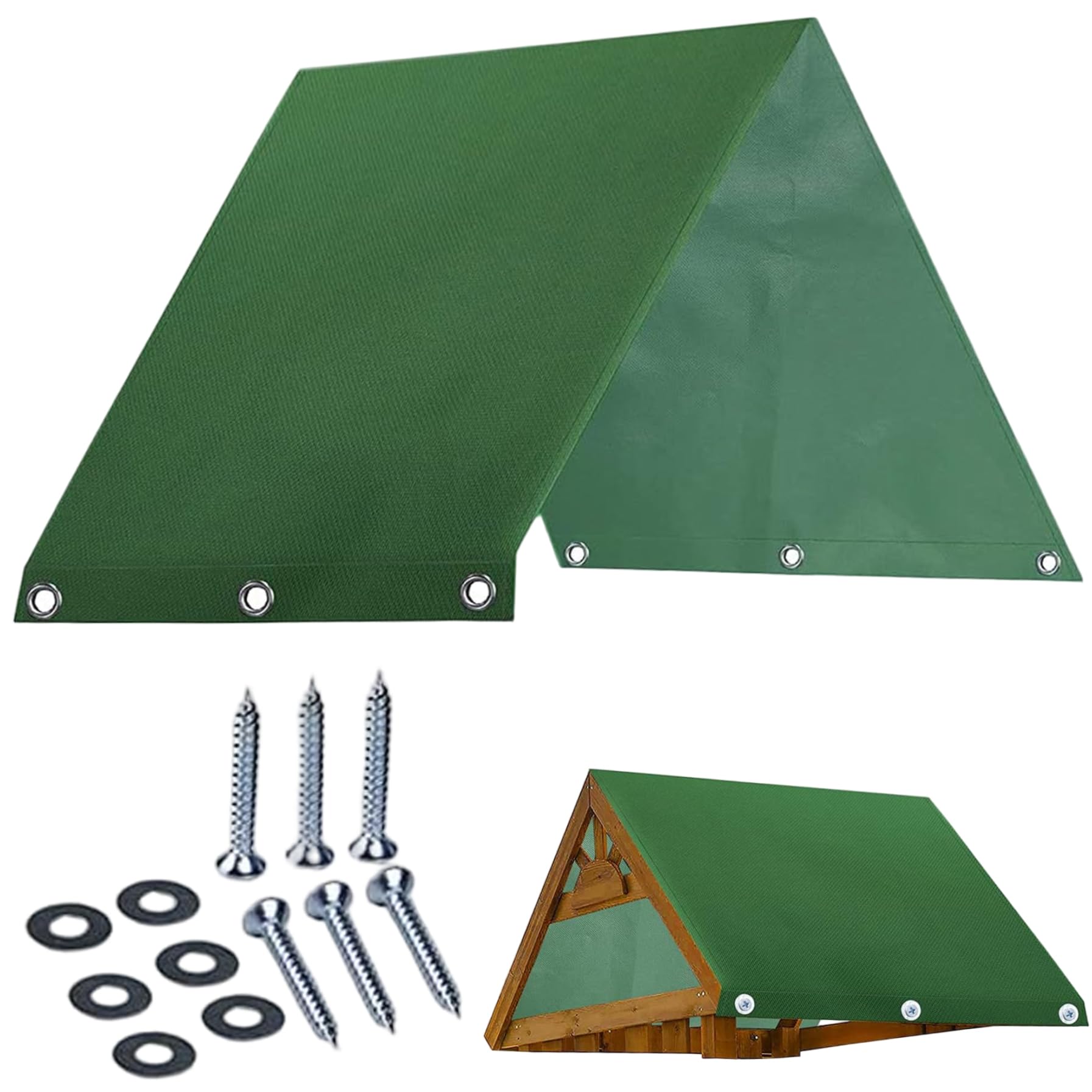 Playset Canopy - Toldo de repuesto de 90 x 43 pulgadas, 600D, lona de repuesto con ojales y tornillos de montaje, resistente al agua y al sol para todas las estaciones, parasol verde para casa