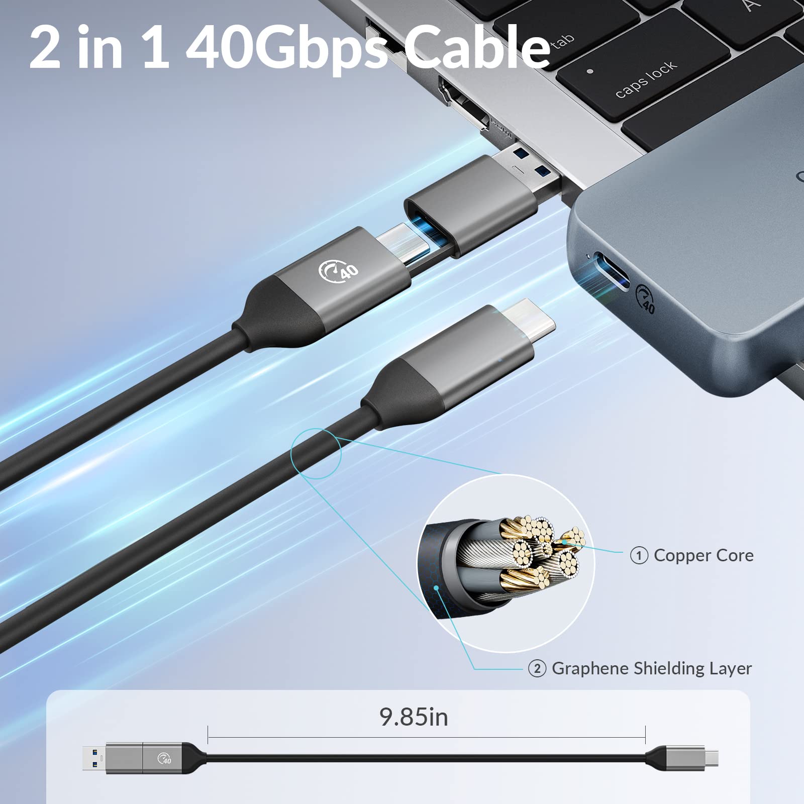 PHIXERO M.2 NVME SSD Enclosure,40Gbps, Gray