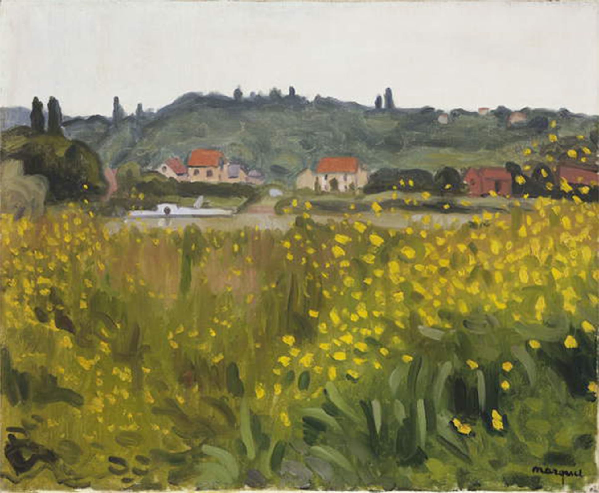 ARTXLXXBN Famous Painting Canvas Artwork Graffiti Print Yellow Flowers At Villenes by Albert Marquet Portrait Canvas Image for Home Decor 60x90cm