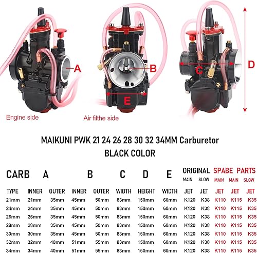 Miniatura 7 de Carburador PWK de 1.024 in para motor 2T 4T Dirt Bike Motocross Scooter ATV Quad Go Kart