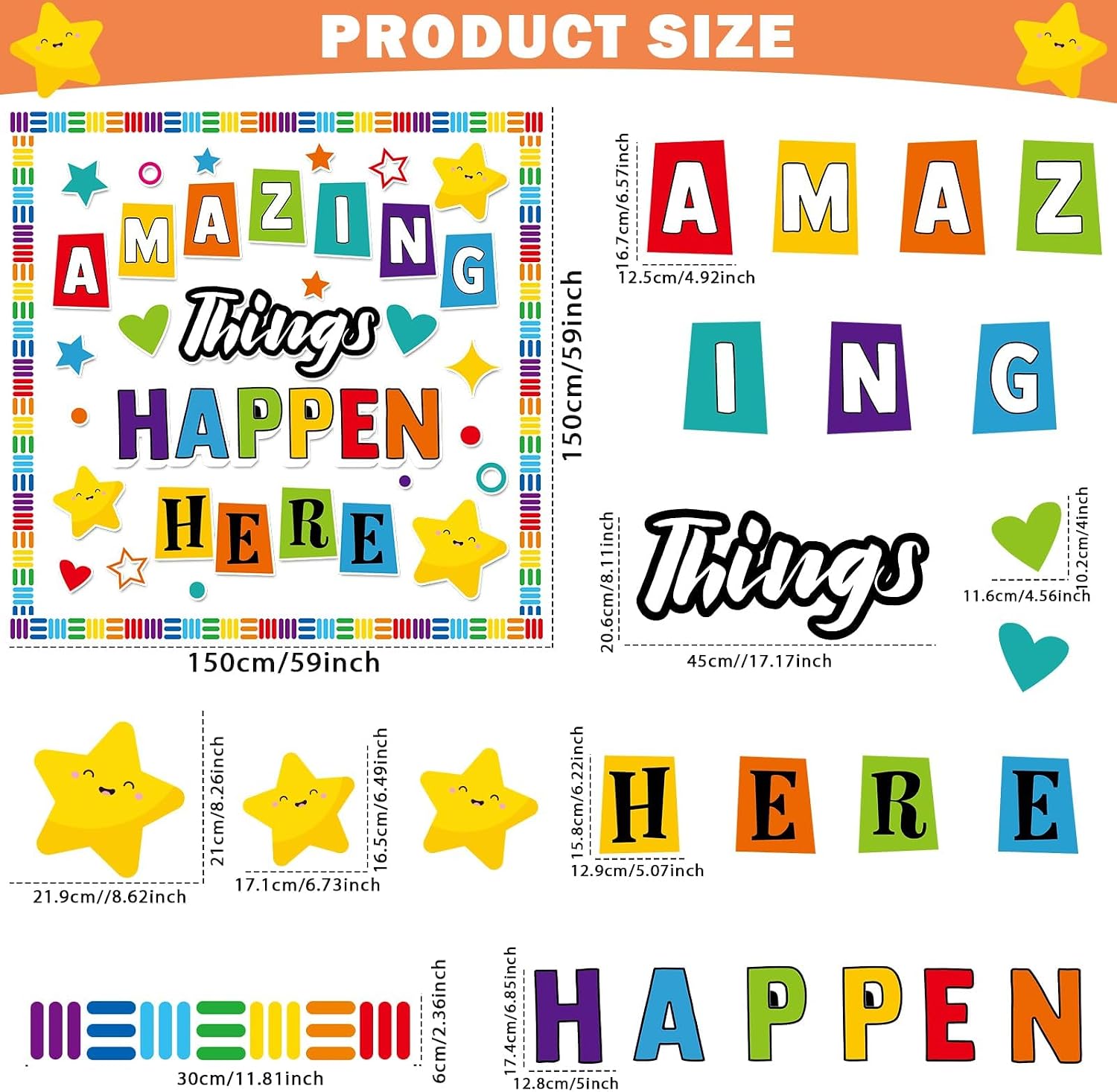 party greeting Amazing Things Happen Here Bulletin Board Welcome Amazing Bulletin Board Decoration Set Inspirational Welcome Back To School Cutouts Decorations Classroom Wall Decor