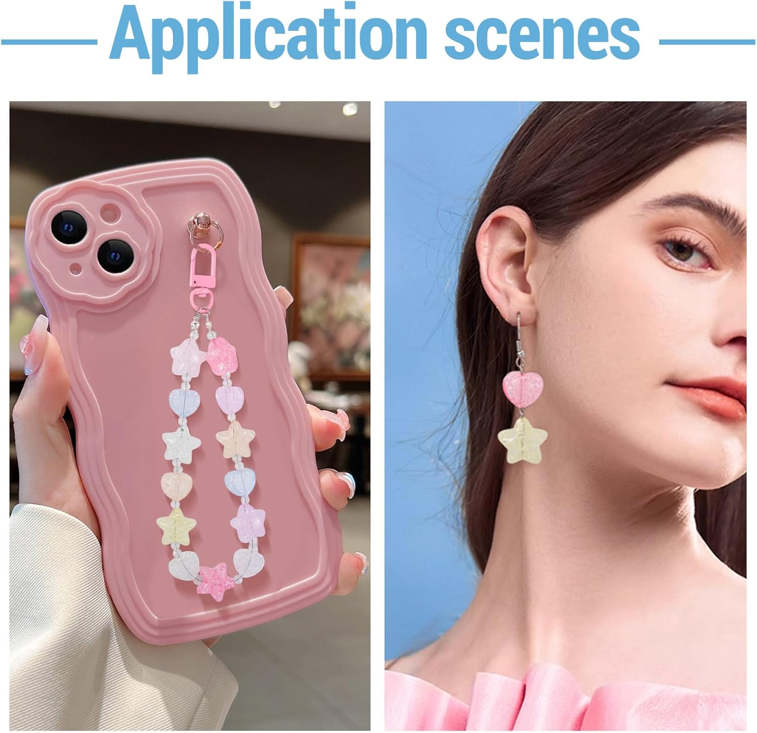 50Pcs Crackle Heart Star Acrylic Pony Beads Pastel Clear Pentagram Shaped Pastel Kandi Spacer Beads for Women Crafts DIY Bracelets Jewelry Making Supplies - Image 5