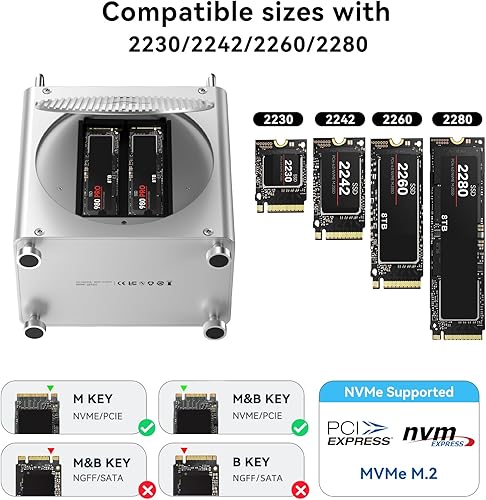 Miniatura 8 de ACASIS Dock Mac mini M4 de 40 Gbps con carcasa SSD NVMe de doble bahía, estación de trabajo 11-1 para Mac mini M4 y M4 Pro, estación de acoplamiento