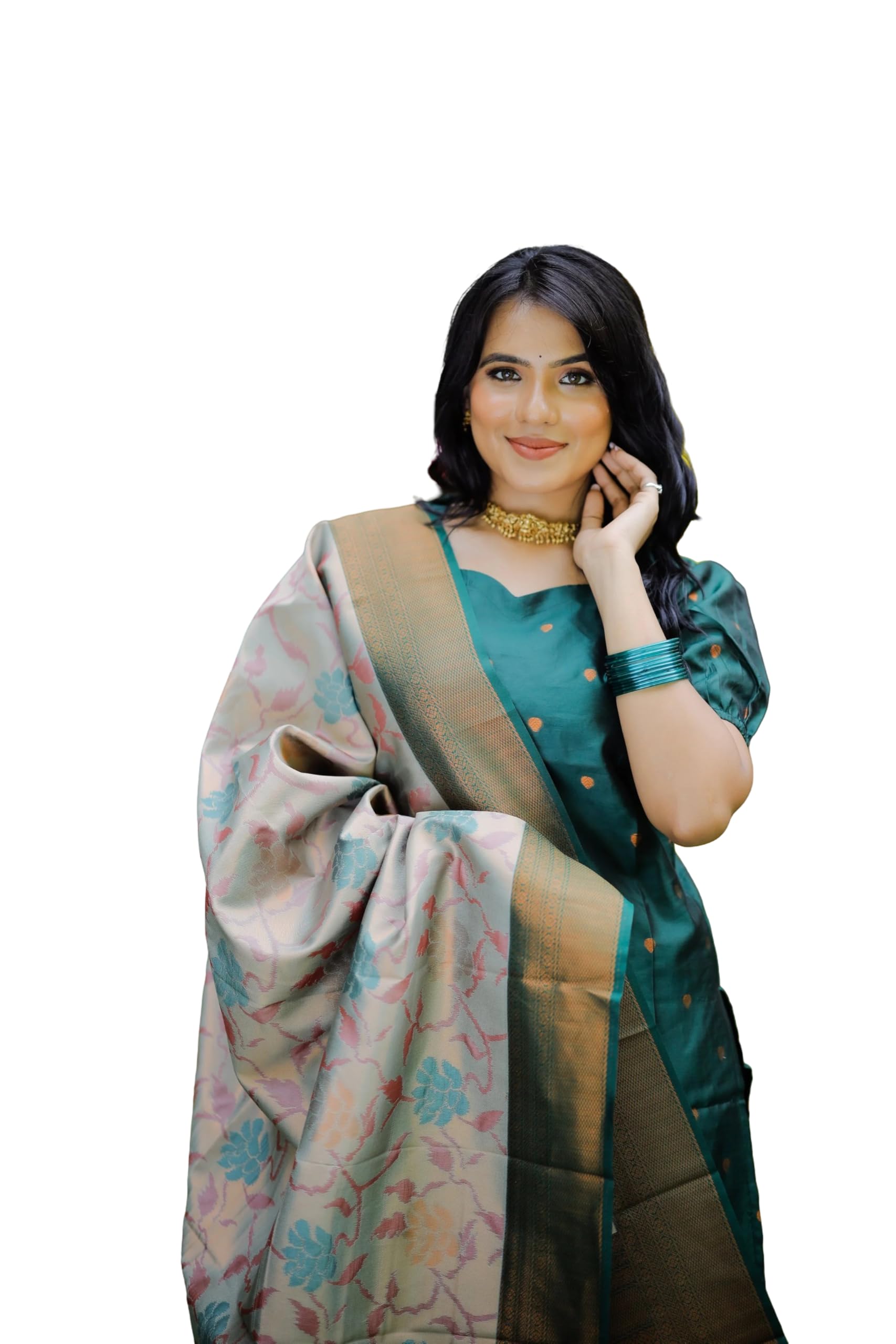kedarfab Women's Art Silk Woven Buta Motiff Kurta Pant With Dupatta Set-picture-14