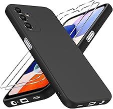 Case for Samsung Galaxy A14 4G/5G with 2 Pieces Tempered Glass, Ultra Thin Soft TPU Silicone Case Protection Shockproof Anti-Scratch Bumper Cover for Samsung A14 6.6 Inch, Black