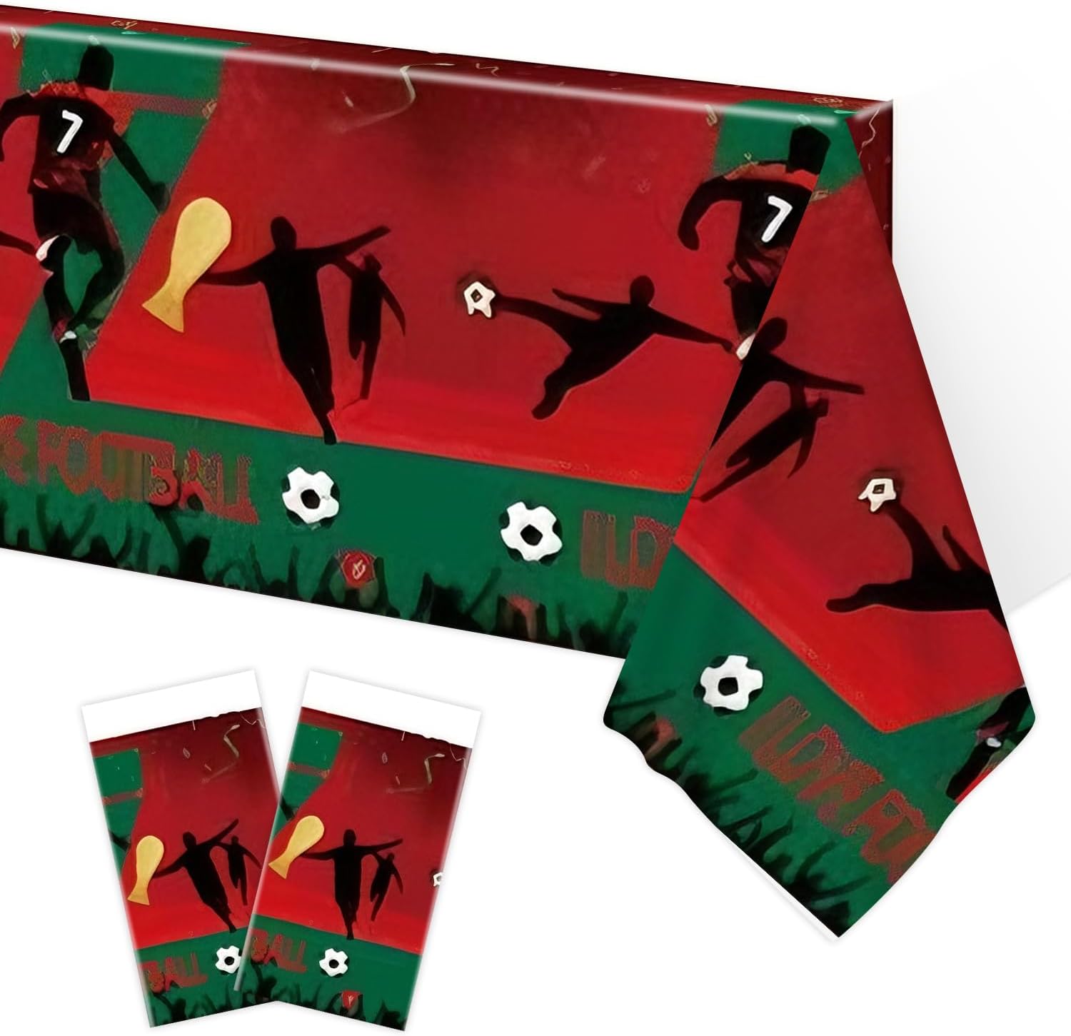 2Pcs Soccer Star Birthday Tablecloth Decorations Football Themed 70.8" x 42.5" Tablecover Party Supplies for Sports Birthday, Athlete Celebration, Soccer Sports Ball Table Covers Party Decorations