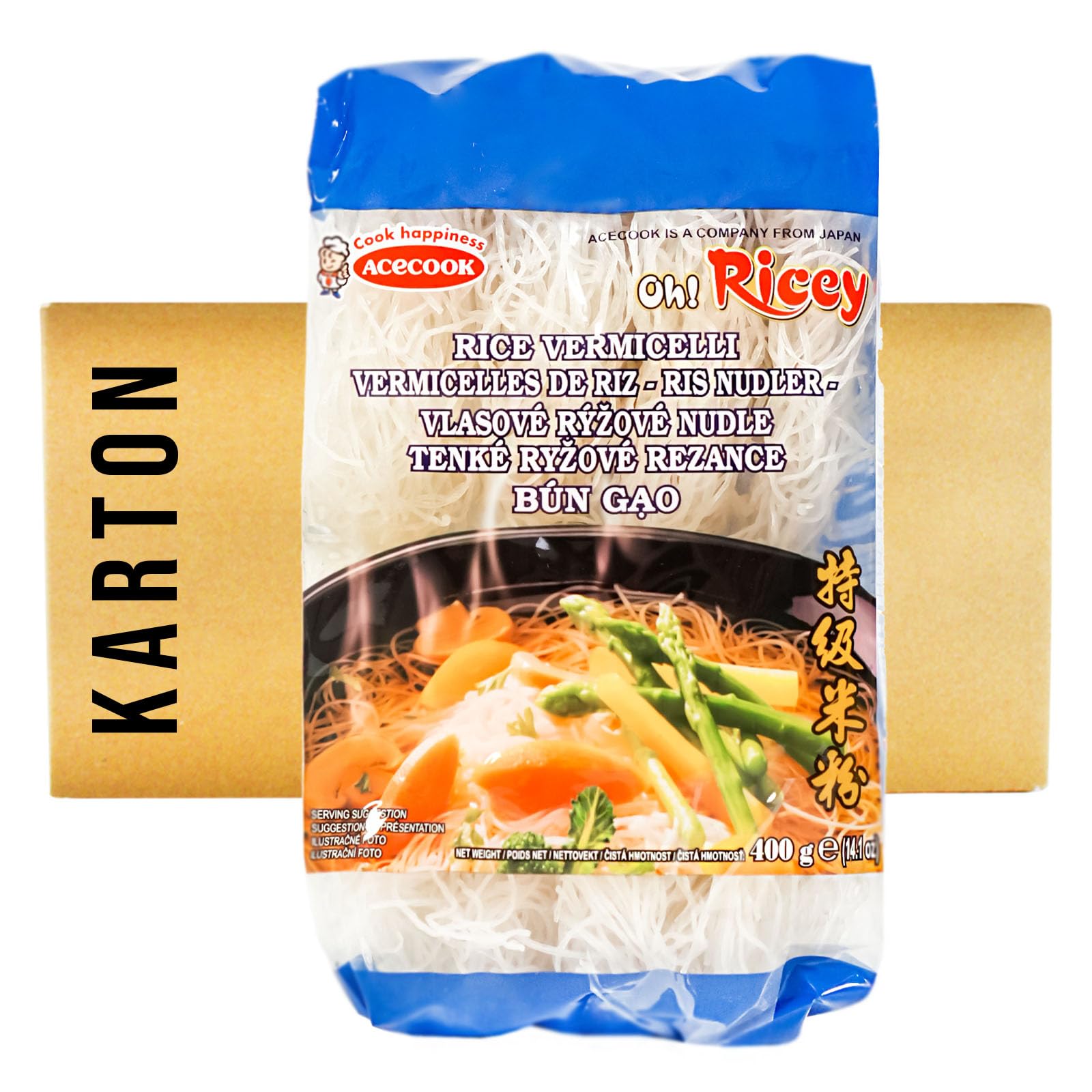 18er Pack (18x400g) Acecook Reisnudeln (blau) Bun Gao (Papa Vo®)