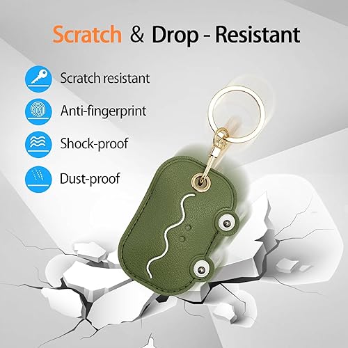 Miniatura 270 de Funda de cuero compatible con Apple AirTag, rastreador de llavero GPS Airtag con llavero, cubierta protectora antiarañazos para AirTag