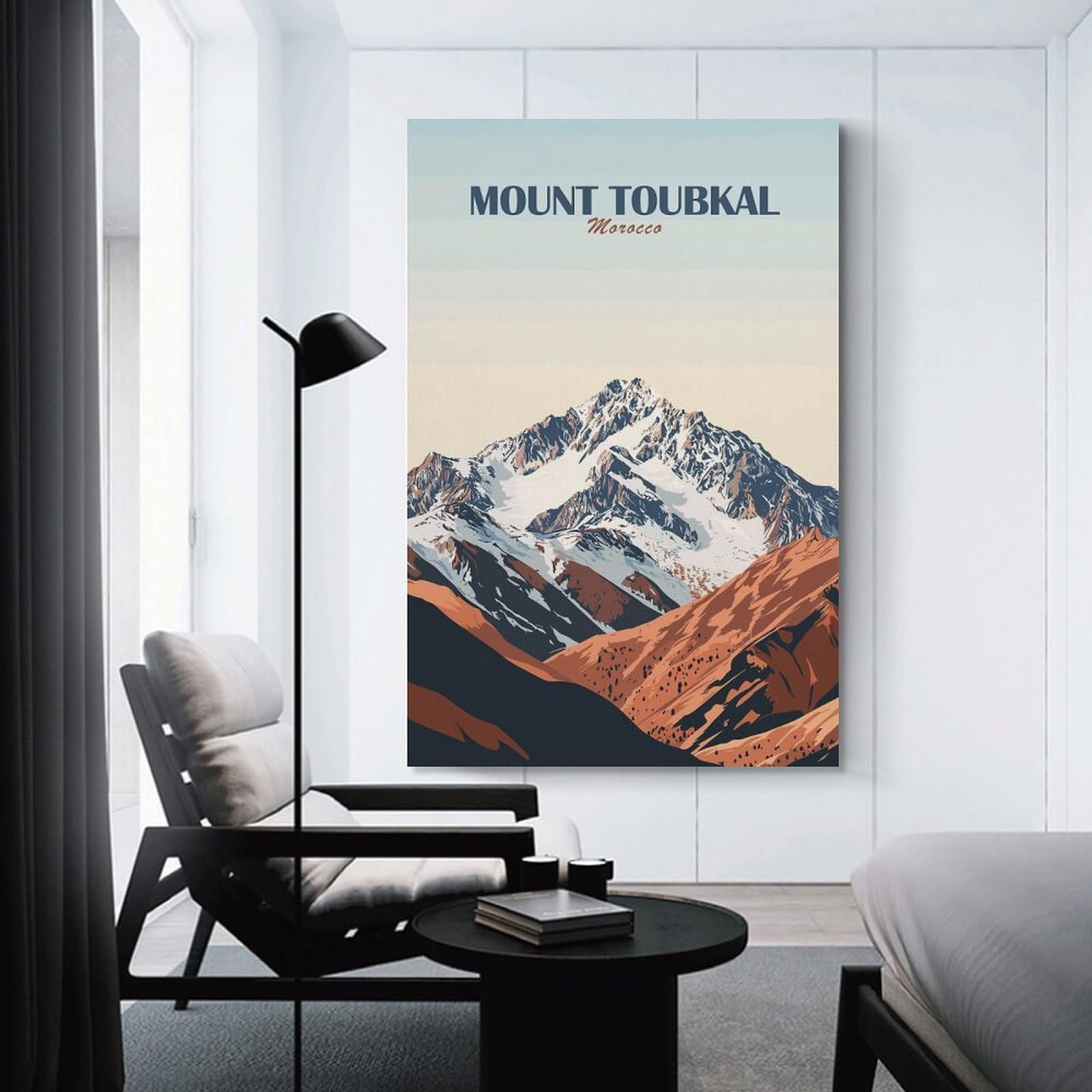 Junmoney Mount Toubkal Morocco Landscape Art Hanging Wall Art, 24x36inch(60x90cm), for Living Room, Bedroom, Office Or Hallway, Decorative Artwork with Broad Appeal