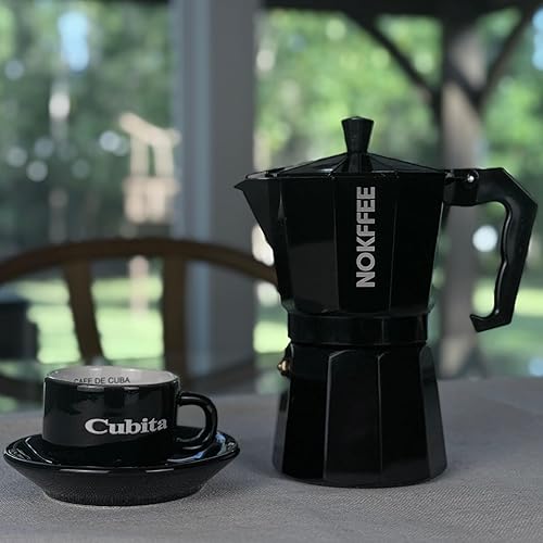 Miniatura 2 de Cafetera de café expreso, cafetera cubana para estufa, 6 tazas (negro)