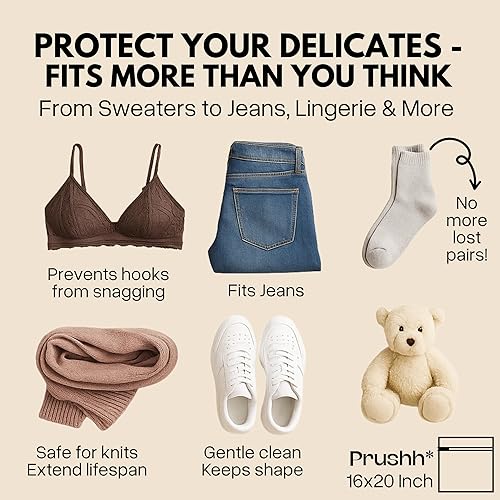 Miniatura 4 de 3 bolsas espaciosas de malla duradera (16 x 20 pulgadas) que protegen los delicados, malla fina para lavado y secado uniformes, cremallera