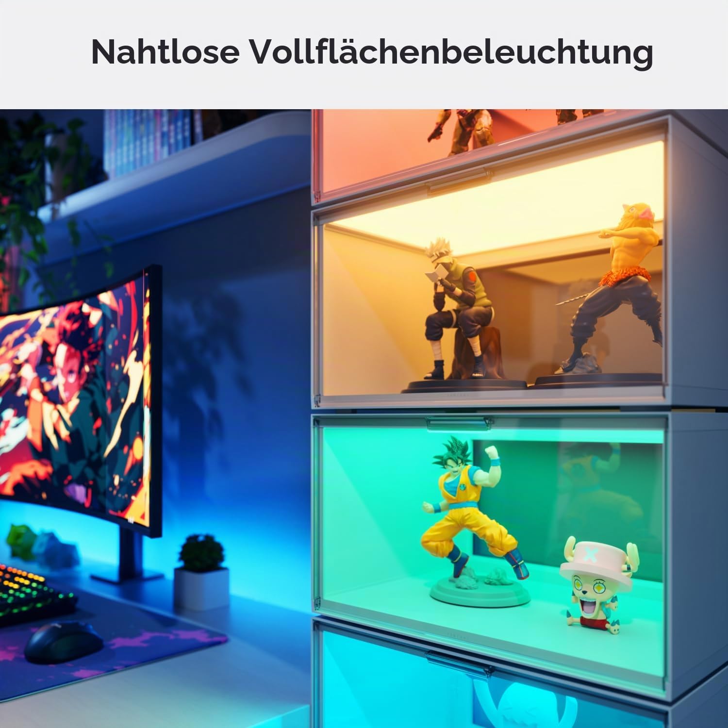 Nanoleaf Smart LED Schuhboxen Erweiterungspack, 1 Stapelbare transparente Vitrine für Figuren & Dekoration, Aufbewahrungsboxe mit Magnetischer Sensor Tür, Musik Sync (Starterpack erforderlic)